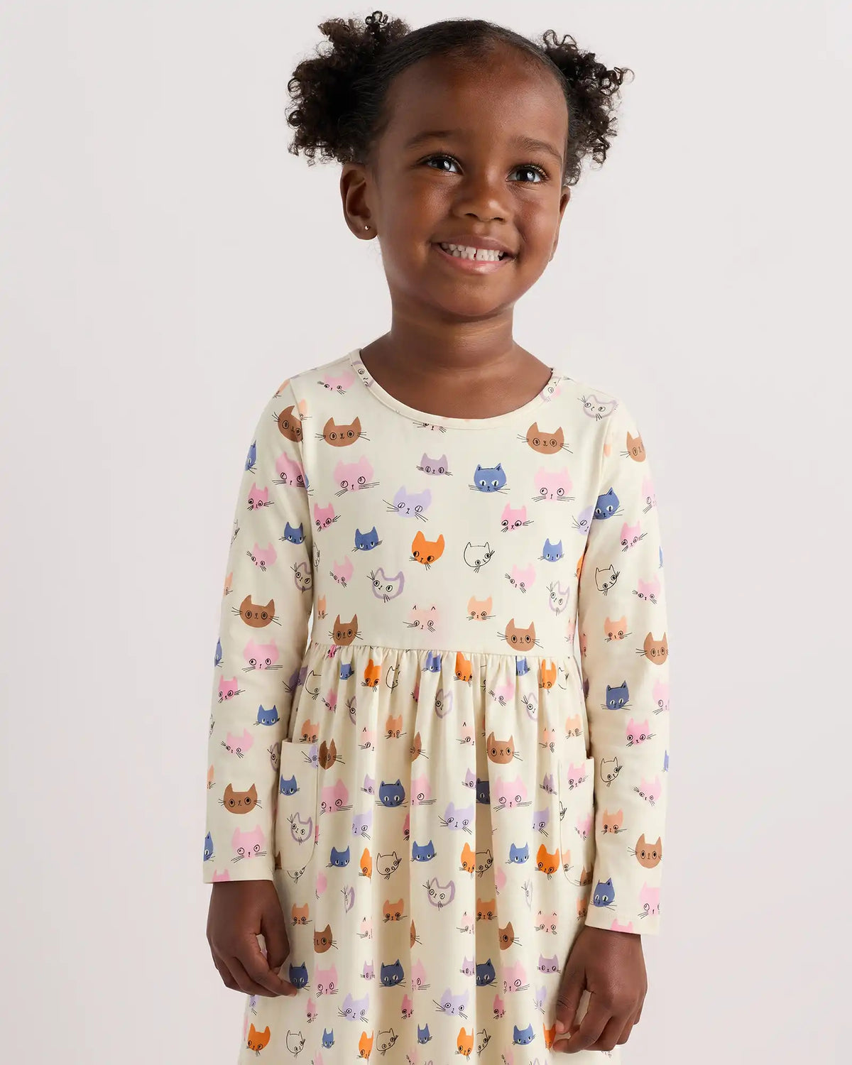 Organic Cotton Long Sleeve Fit and Flare Pocket Dress