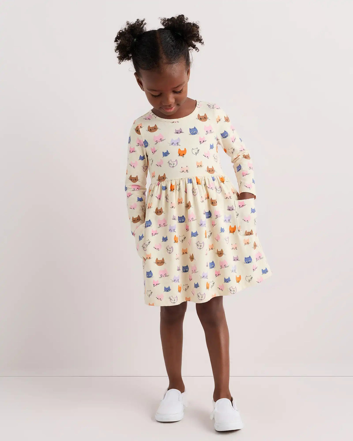 Organic Cotton Long Sleeve Fit and Flare Pocket Dress