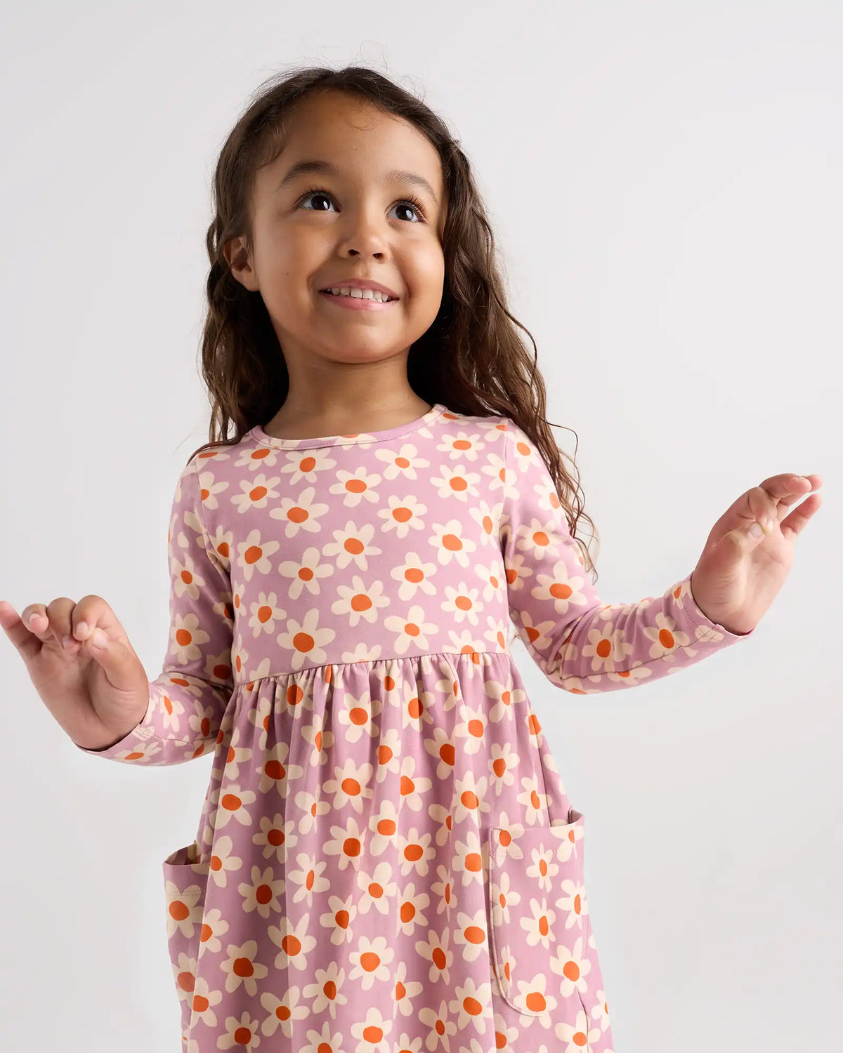 Organic Cotton Long Sleeve Fit and Flare Pocket Dress