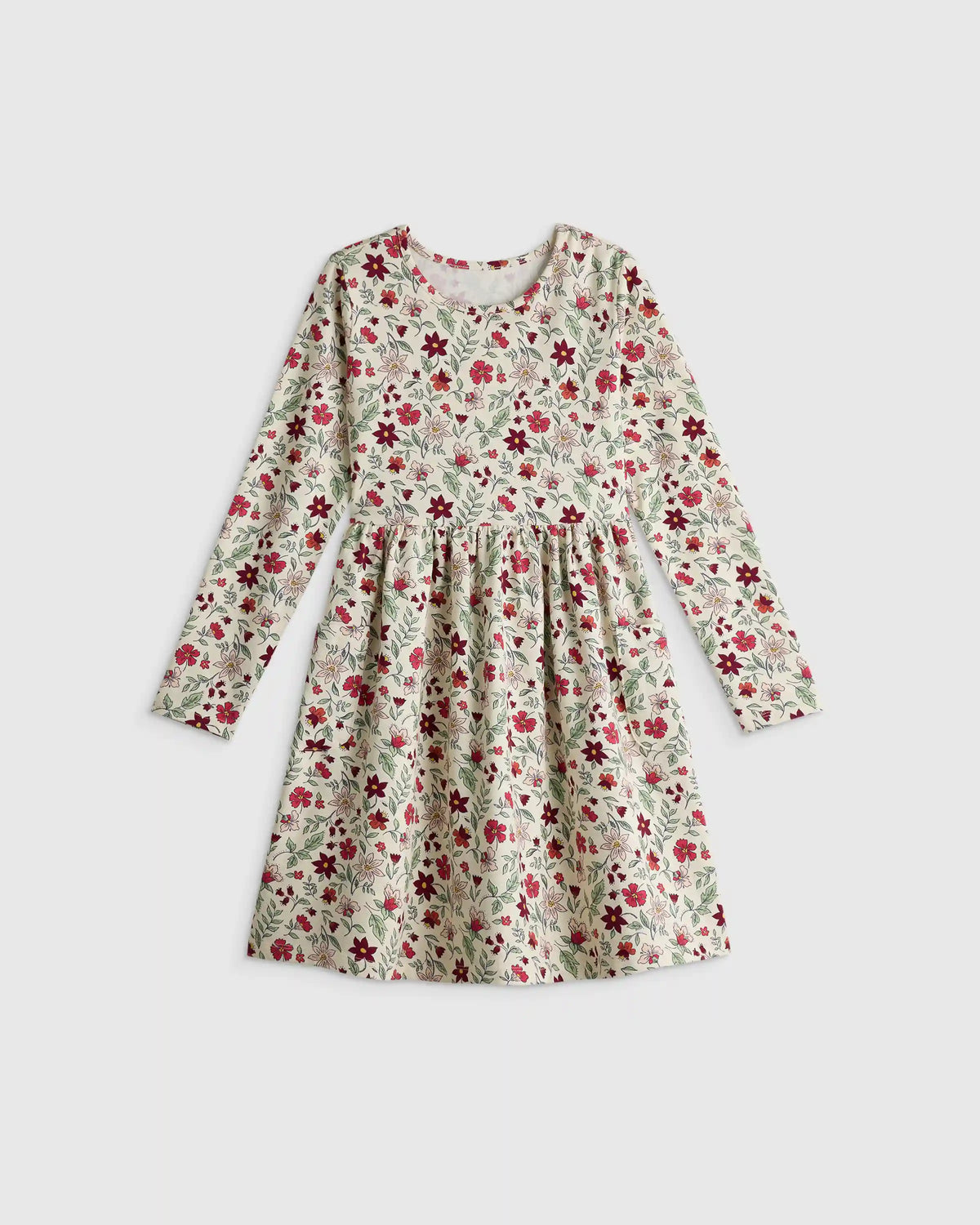 Organic Cotton Long Sleeve Fit and Flare Pocket Dress