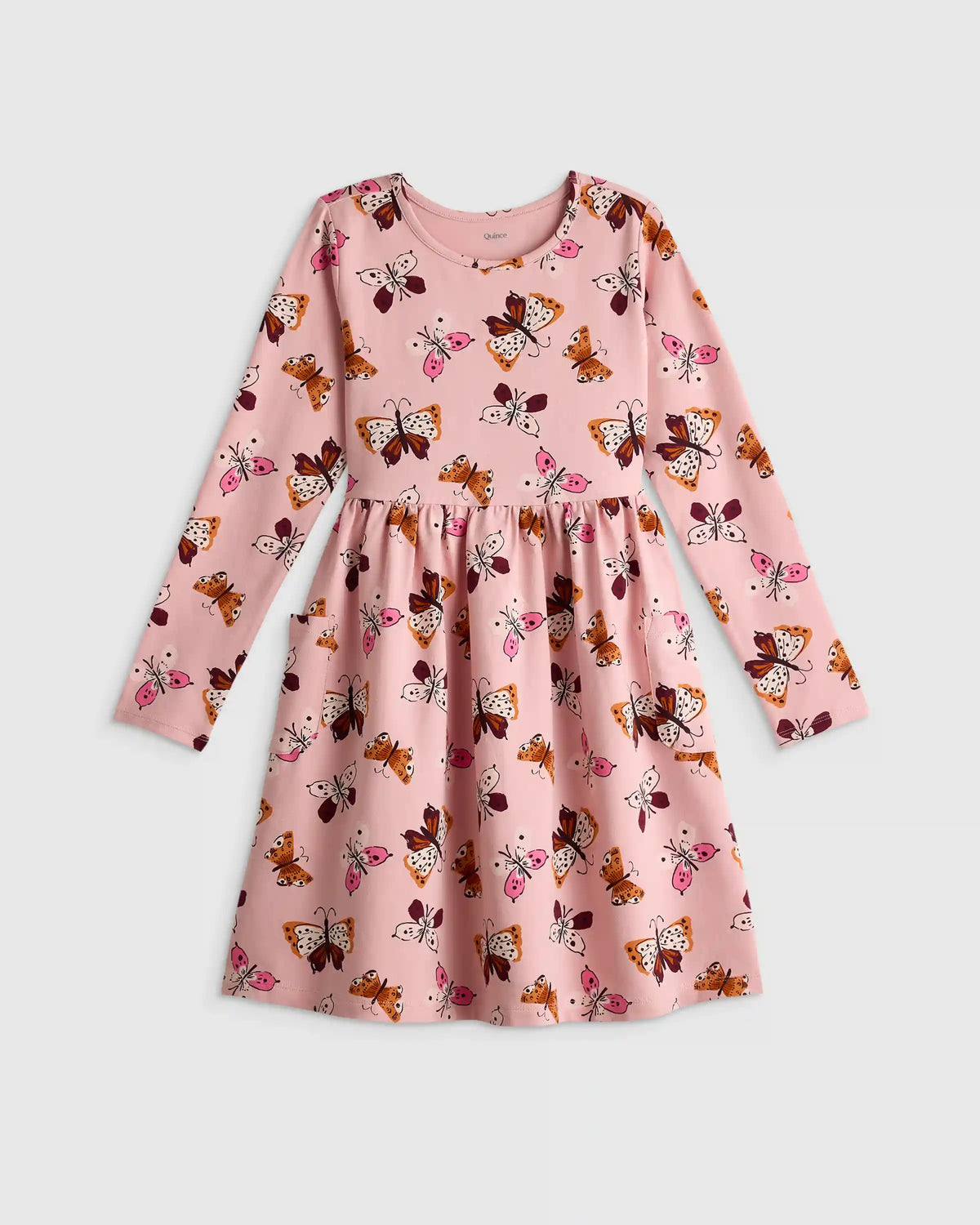 Organic Cotton Long Sleeve Fit and Flare Pocket Dress