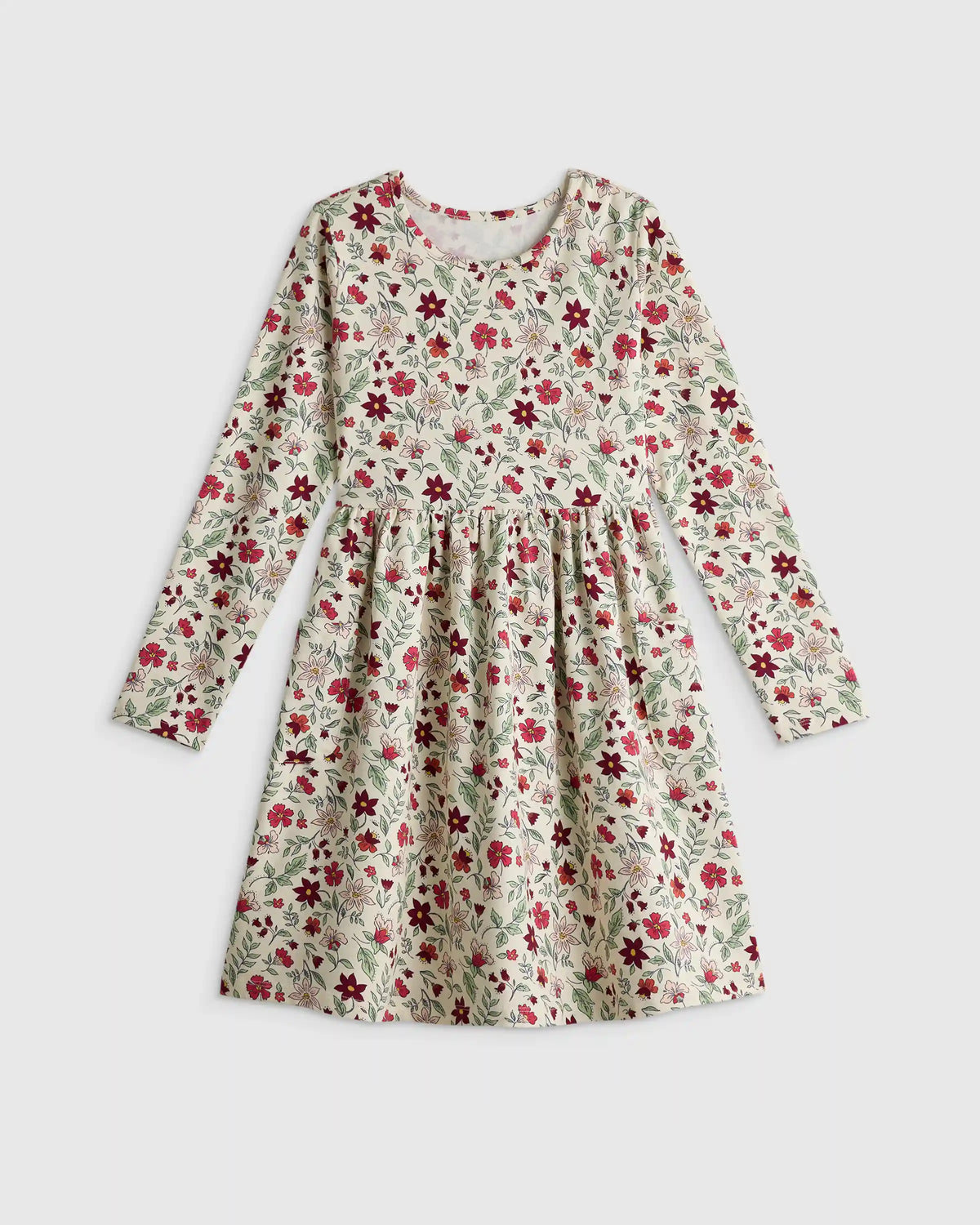 Organic Cotton Long Sleeve Fit and Flare Pocket Dress