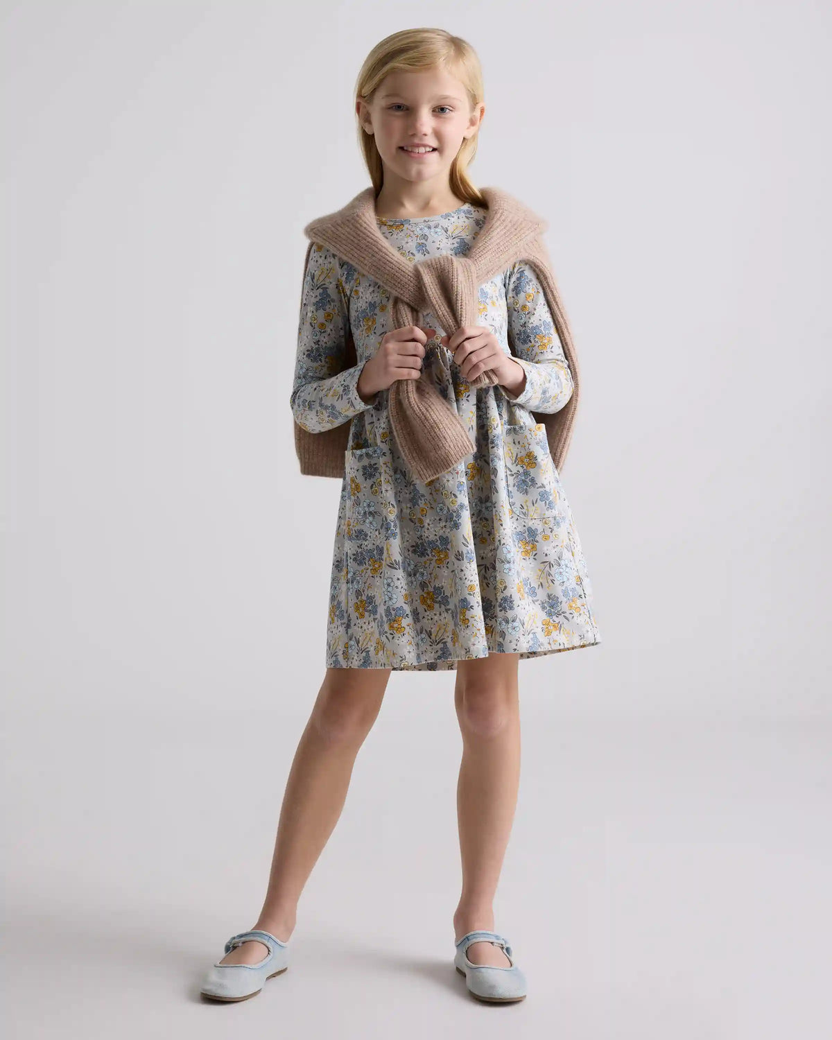 Organic Cotton Long Sleeve Fit and Flare Pocket Dress
