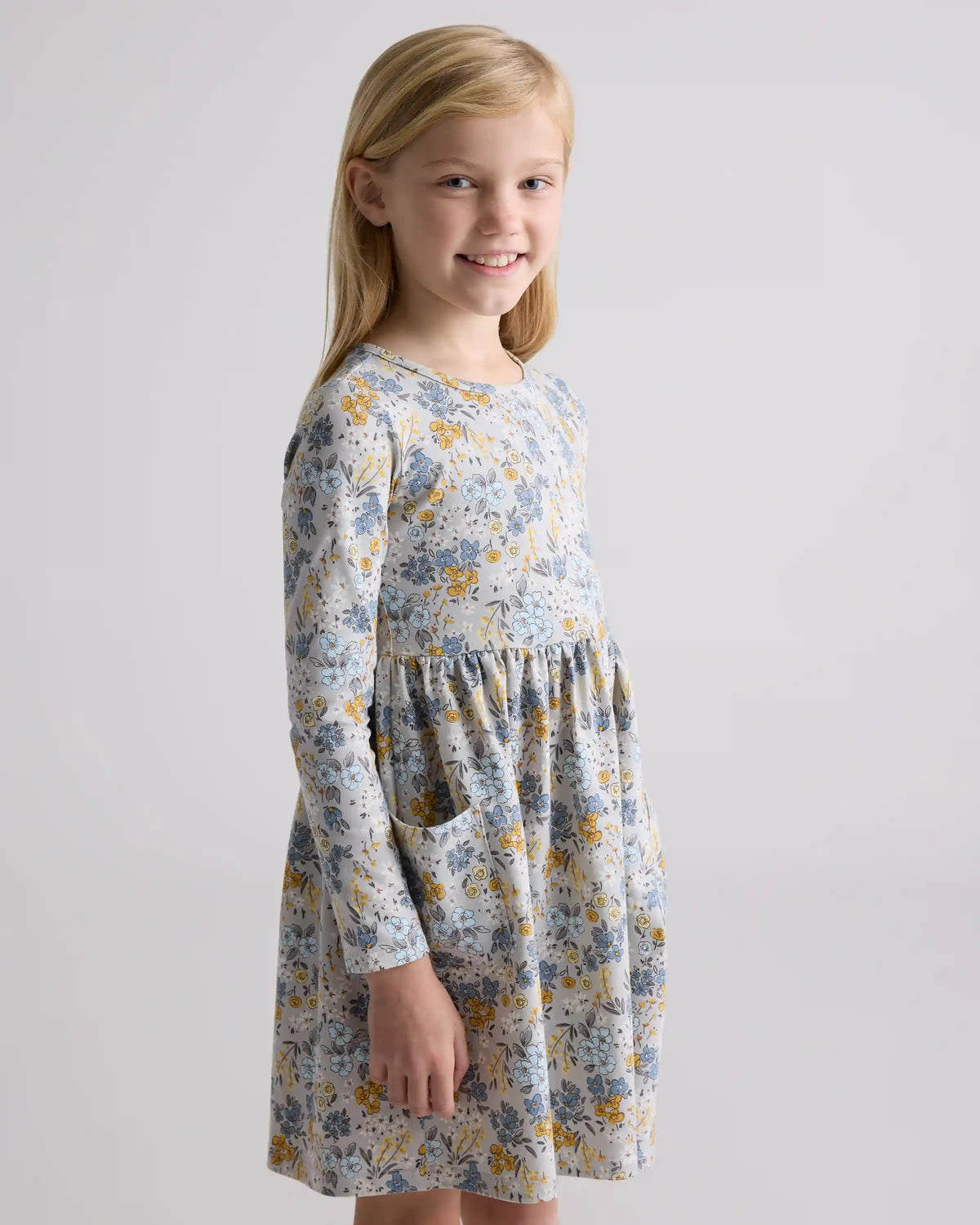 Organic Cotton Long Sleeve Fit and Flare Pocket Dress