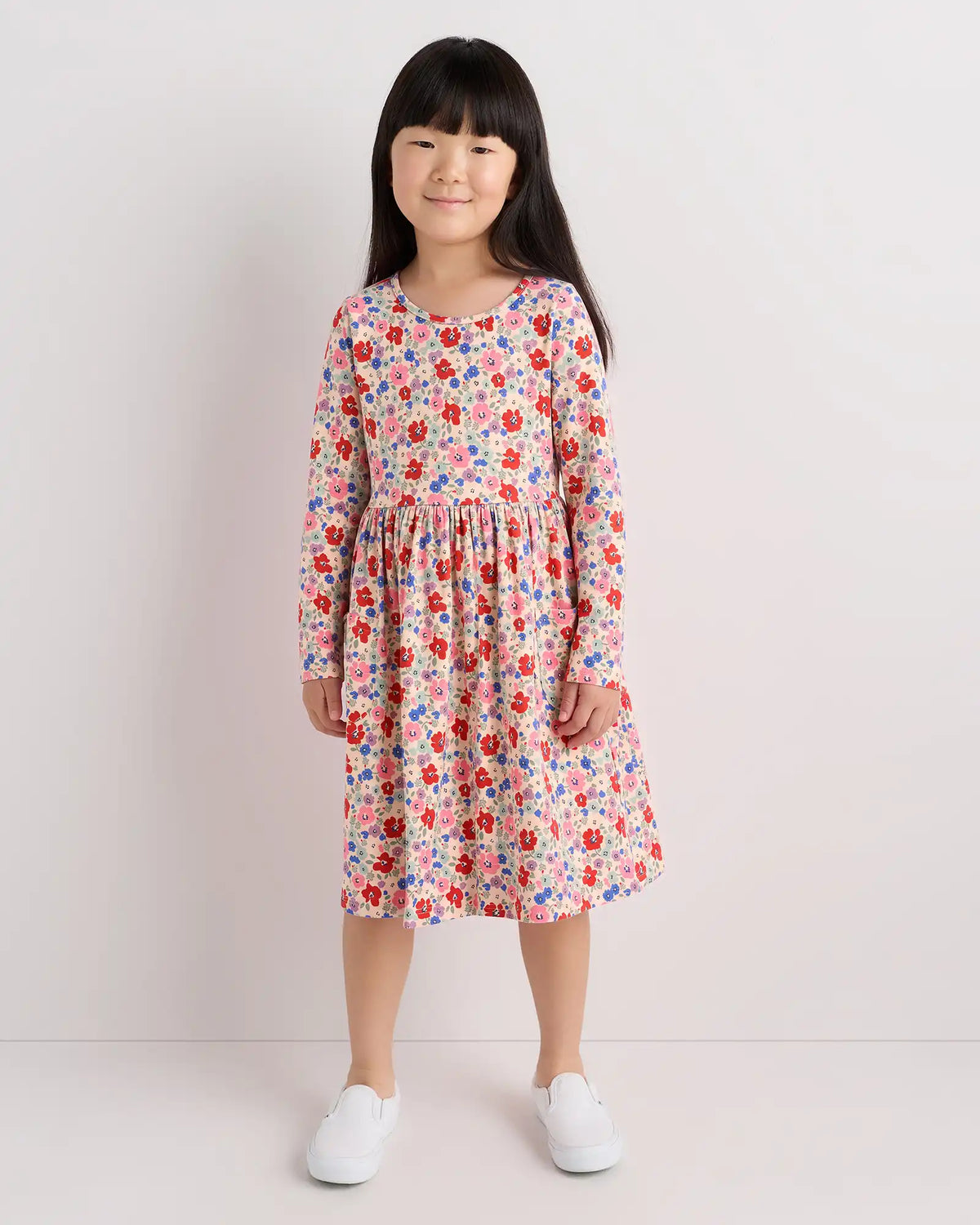 Organic Cotton Long Sleeve Fit and Flare Pocket Dress