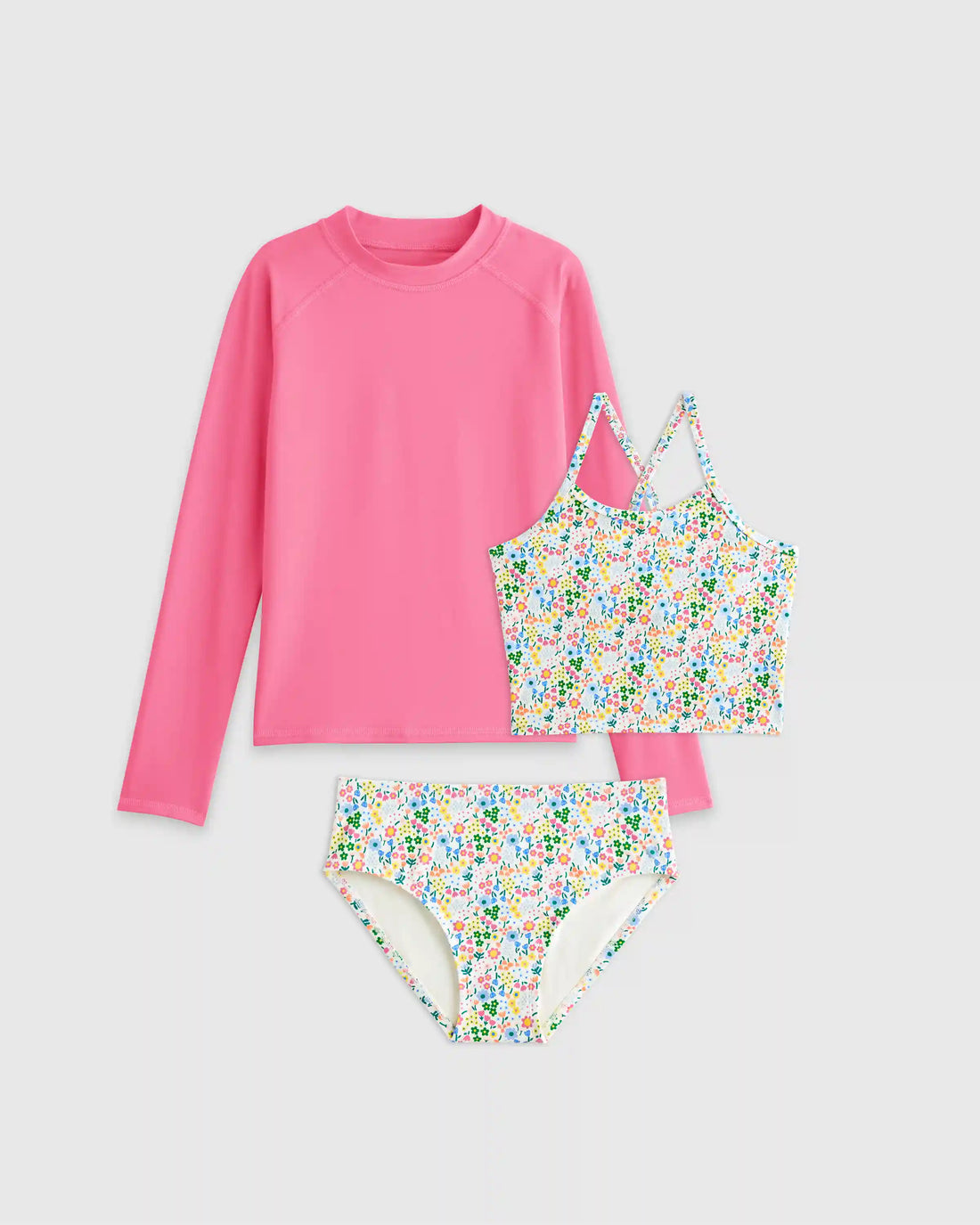 Tankini and Long Sleeve Raglan Rash Guard Set