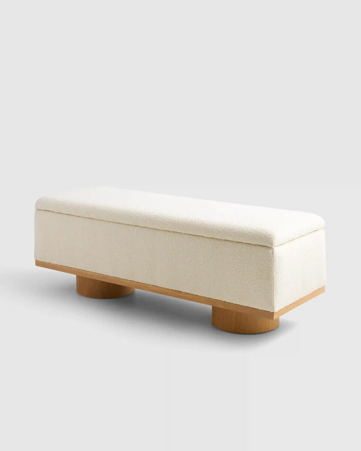 Oak and Performance Boucle Storage Bench