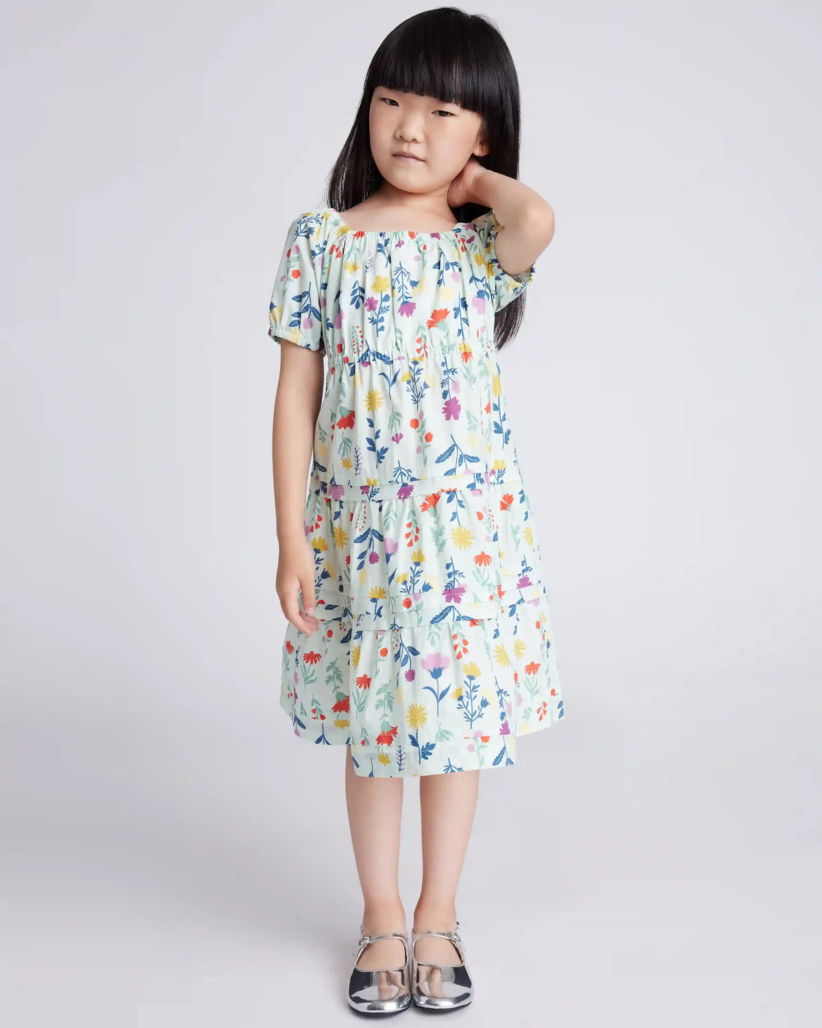 100% Organic Cotton Poplin Tiered Dress