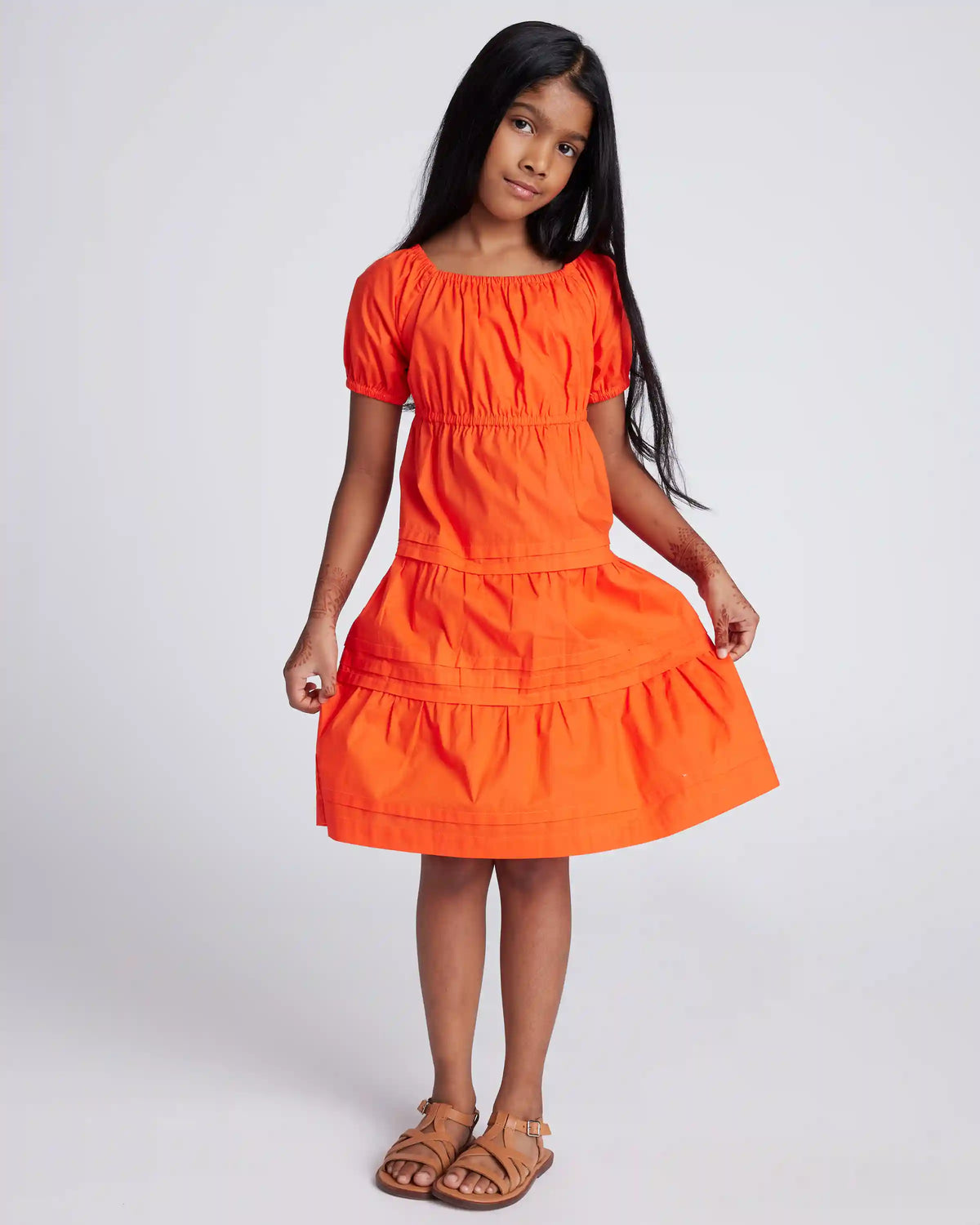 100% Organic Cotton Poplin Tiered Dress