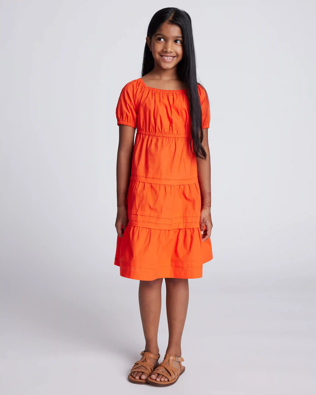 100% Organic Cotton Poplin Tiered Dress