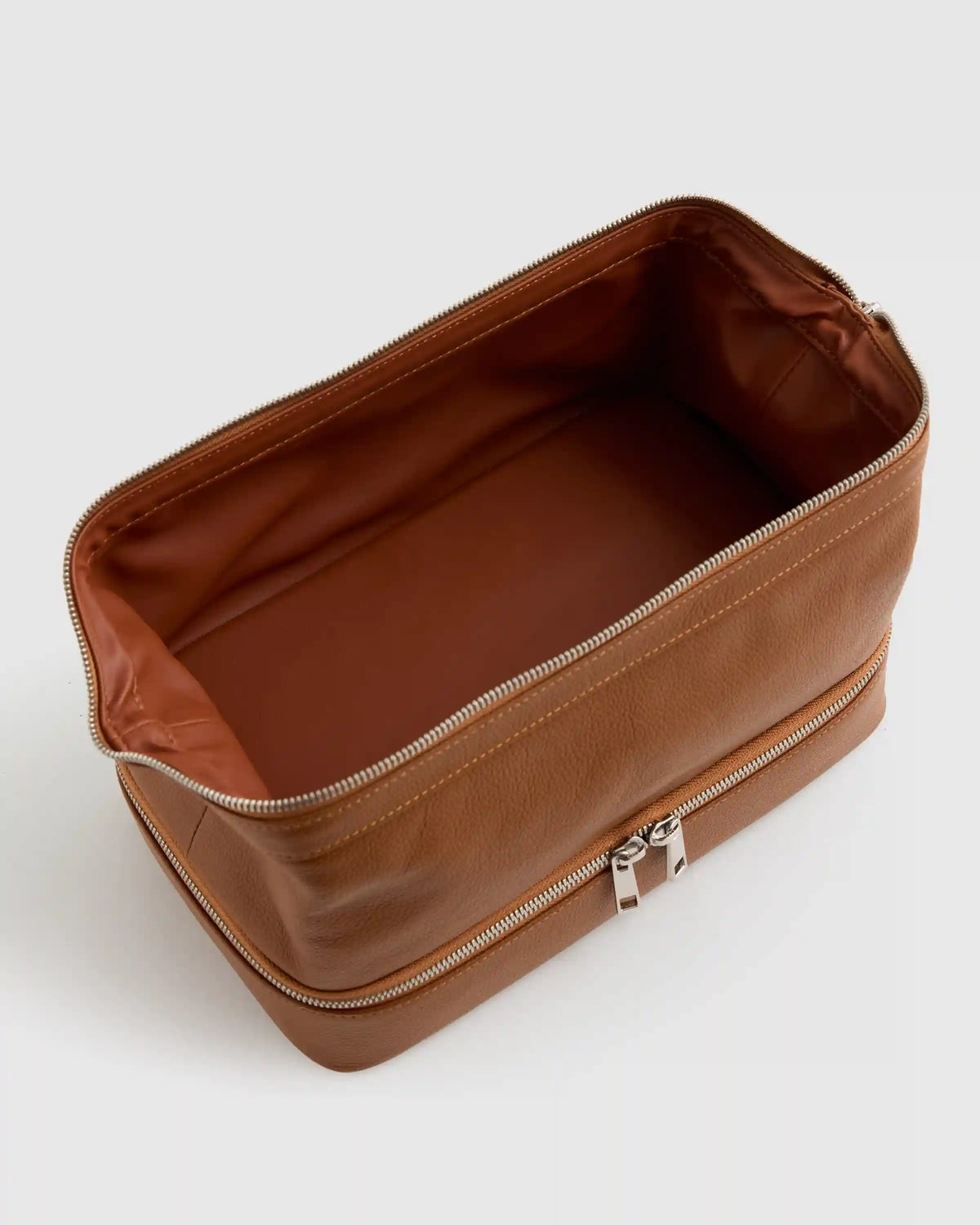 Italian Leather Dual Compartment Toiletry Bag