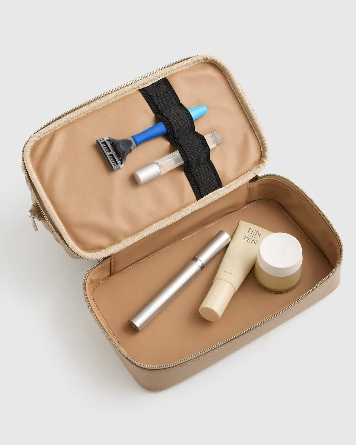 Italian Leather Dual Compartment Toiletry Bag