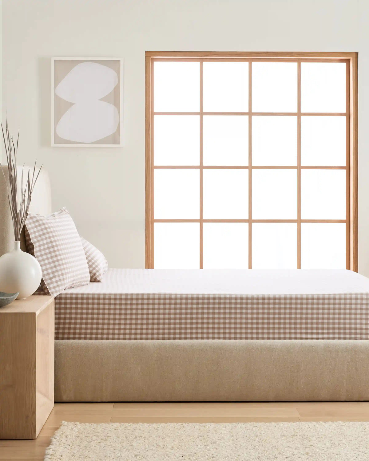 Organic Crisp Percale Gingham Fitted Sheet Set