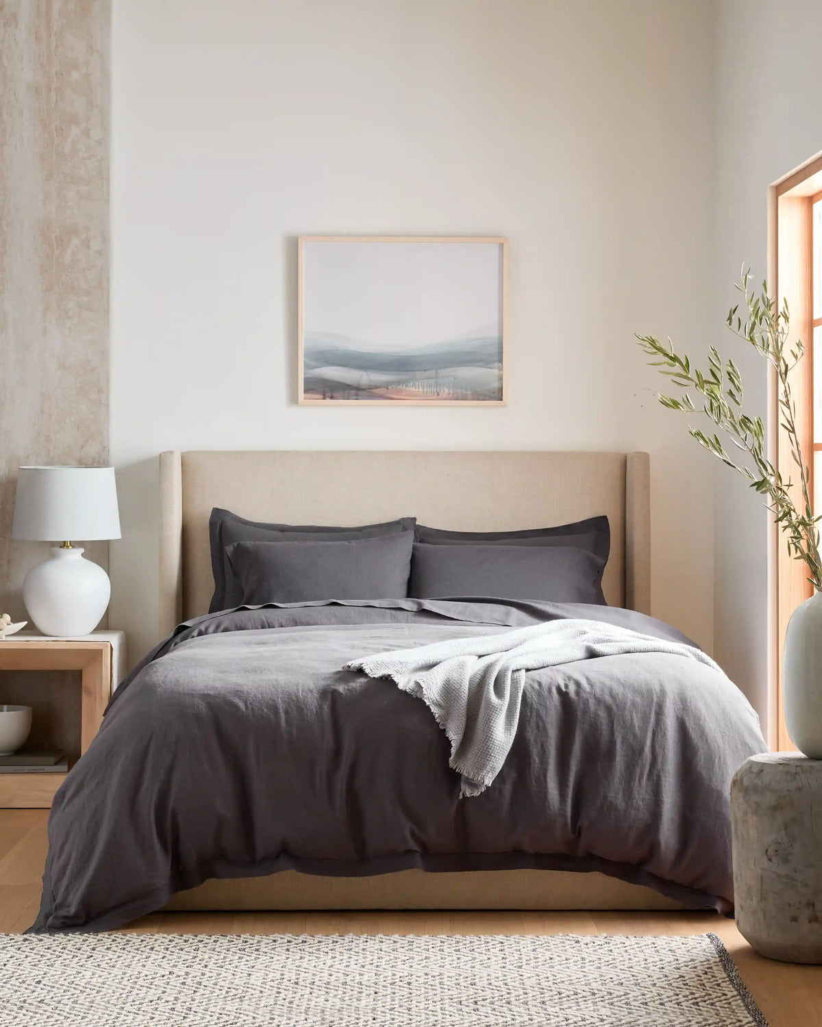 European Linen Double Flange Duvet Cover Set