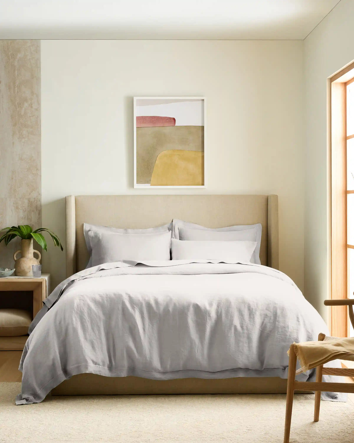 European Linen Double Flange Duvet Cover Set