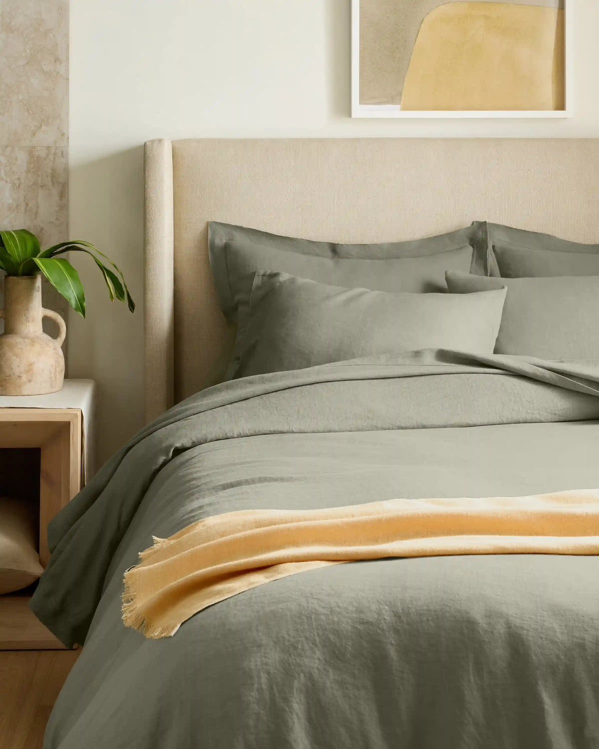 European Linen Double Flange Duvet Cover Set