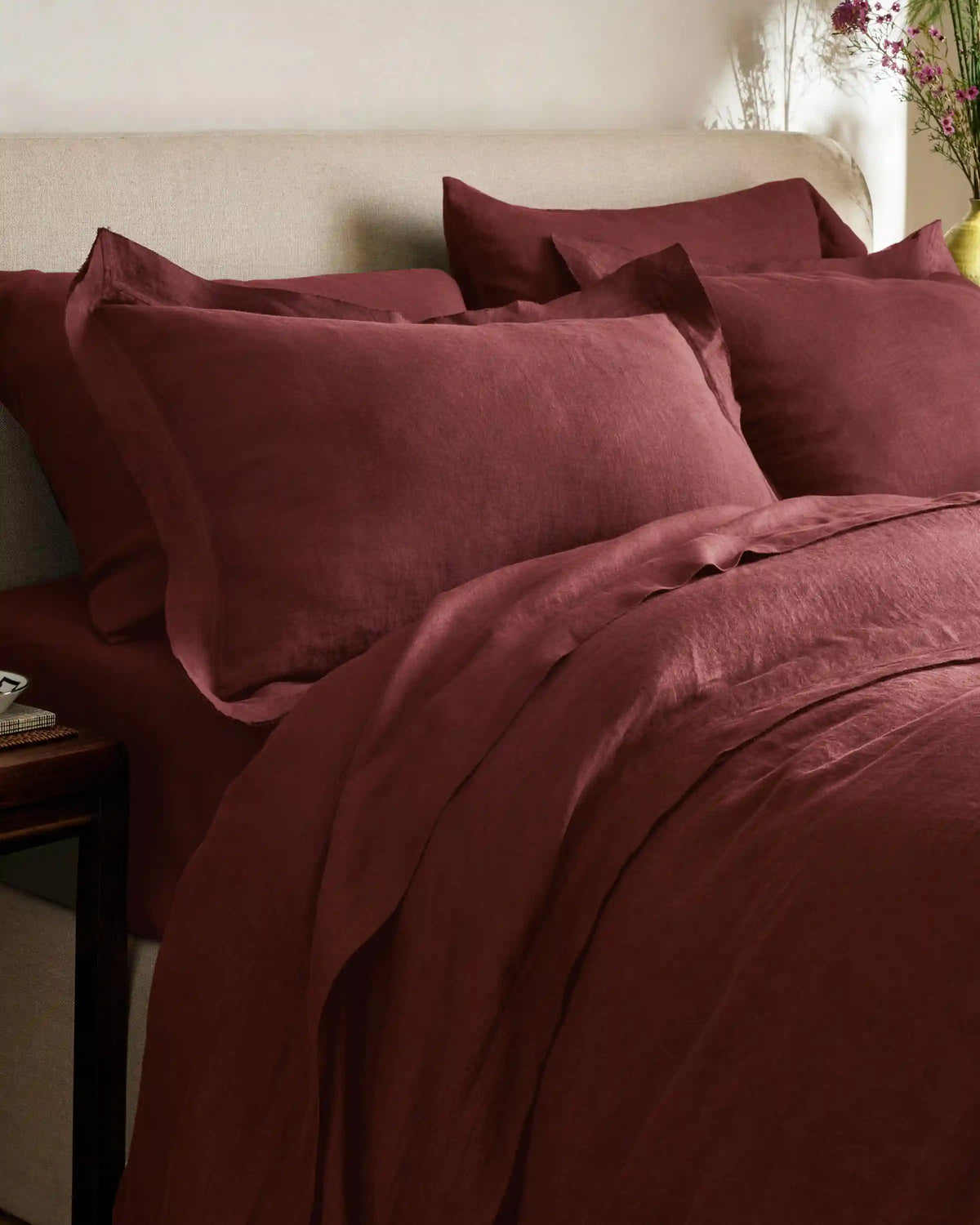European Linen Double Flange Duvet Cover Set