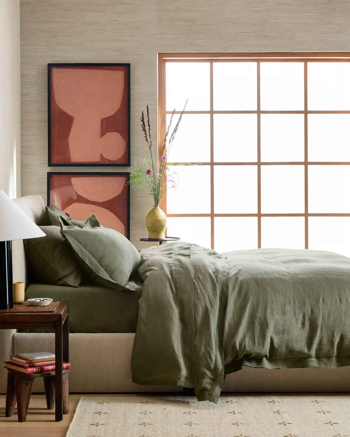 European Linen Double Flange Duvet Cover Set