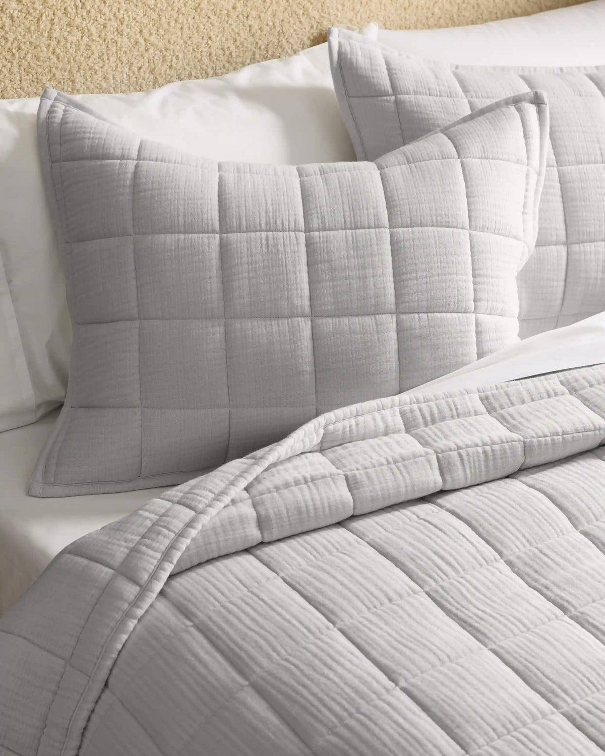 Organic Cotton Gauze Box Quilt Sham Set