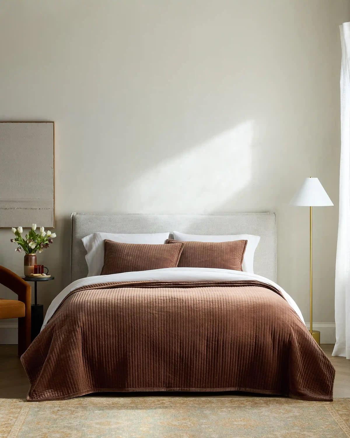 Cotton Velvet Vertical Channel Quilt Set