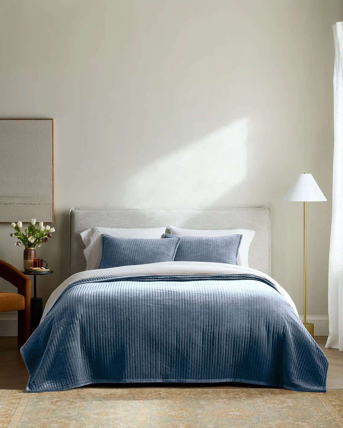 Cotton Velvet Vertical Channel Quilt Set