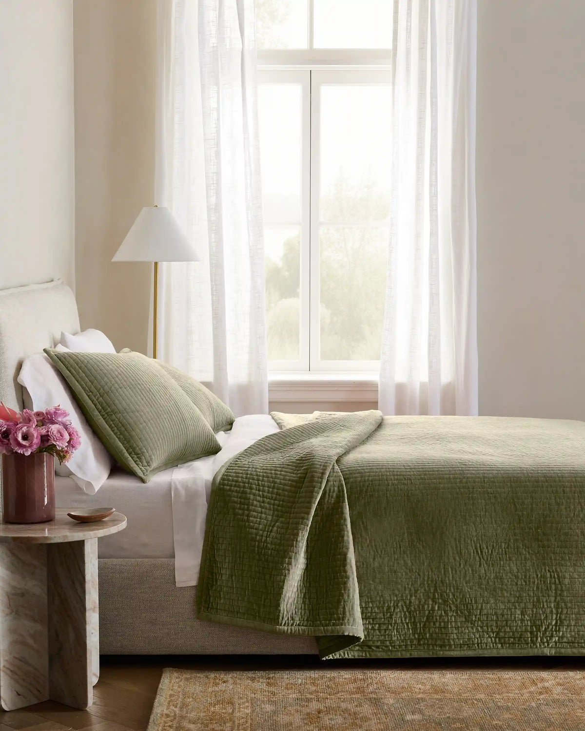 Cotton Velvet Vertical Channel Quilt Set