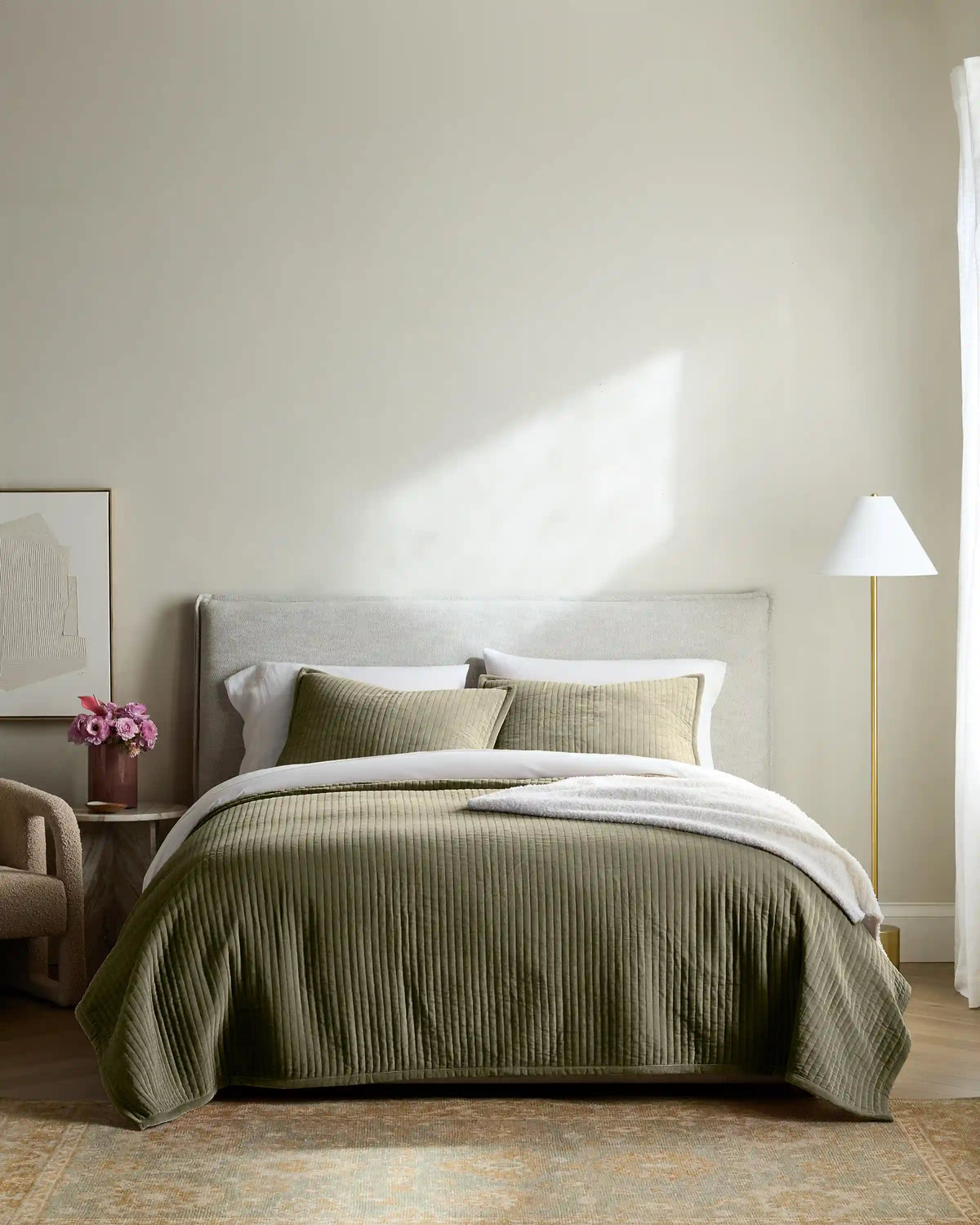Cotton Velvet Narrow Channel Quilted Sham Set