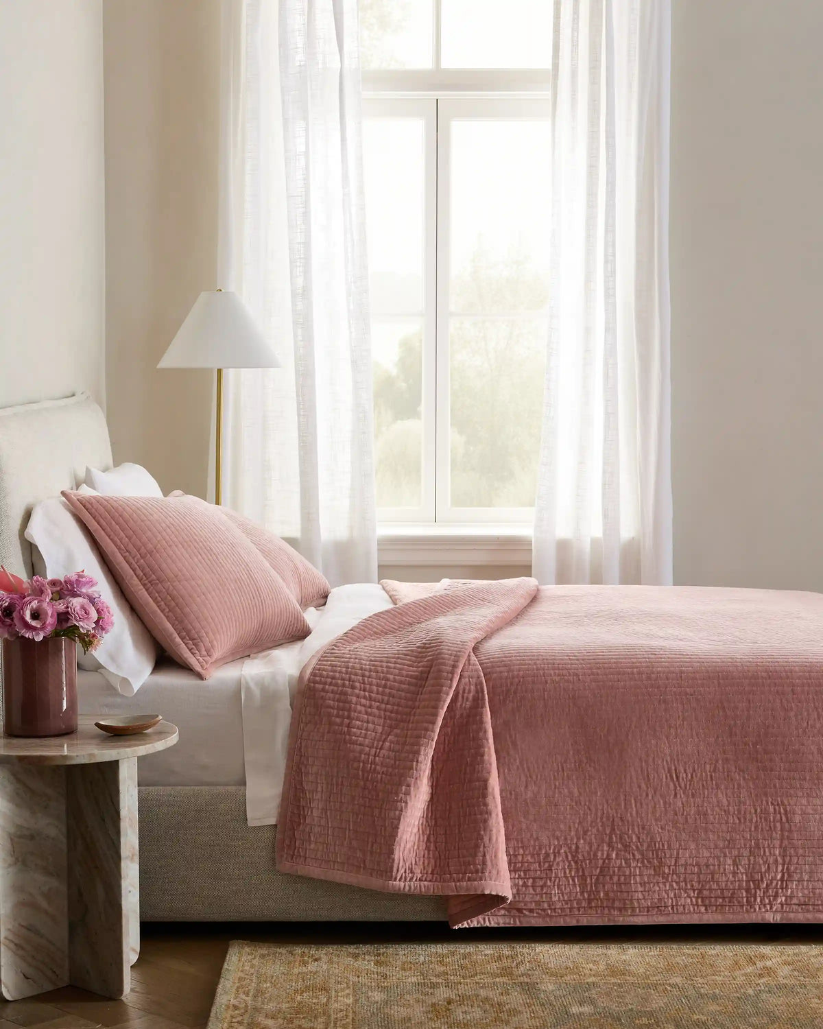 Cotton Velvet Vertical Channel Quilt Set
