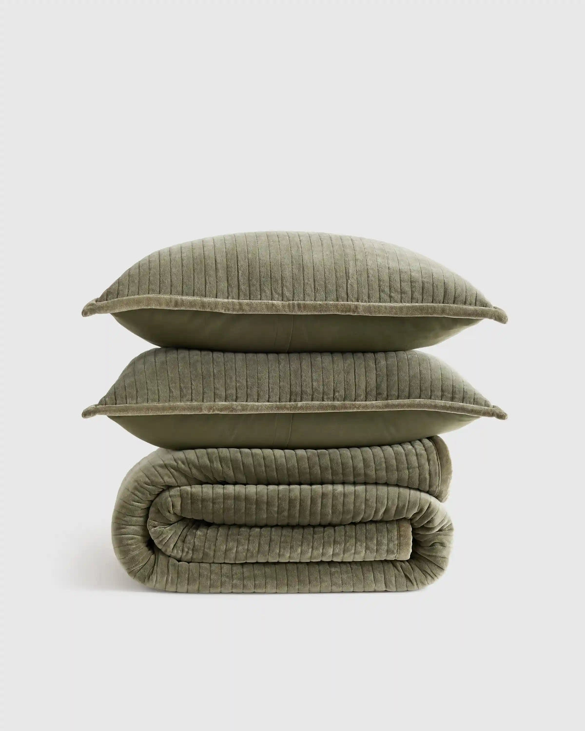 Cotton Velvet Vertical Channel Quilt Set