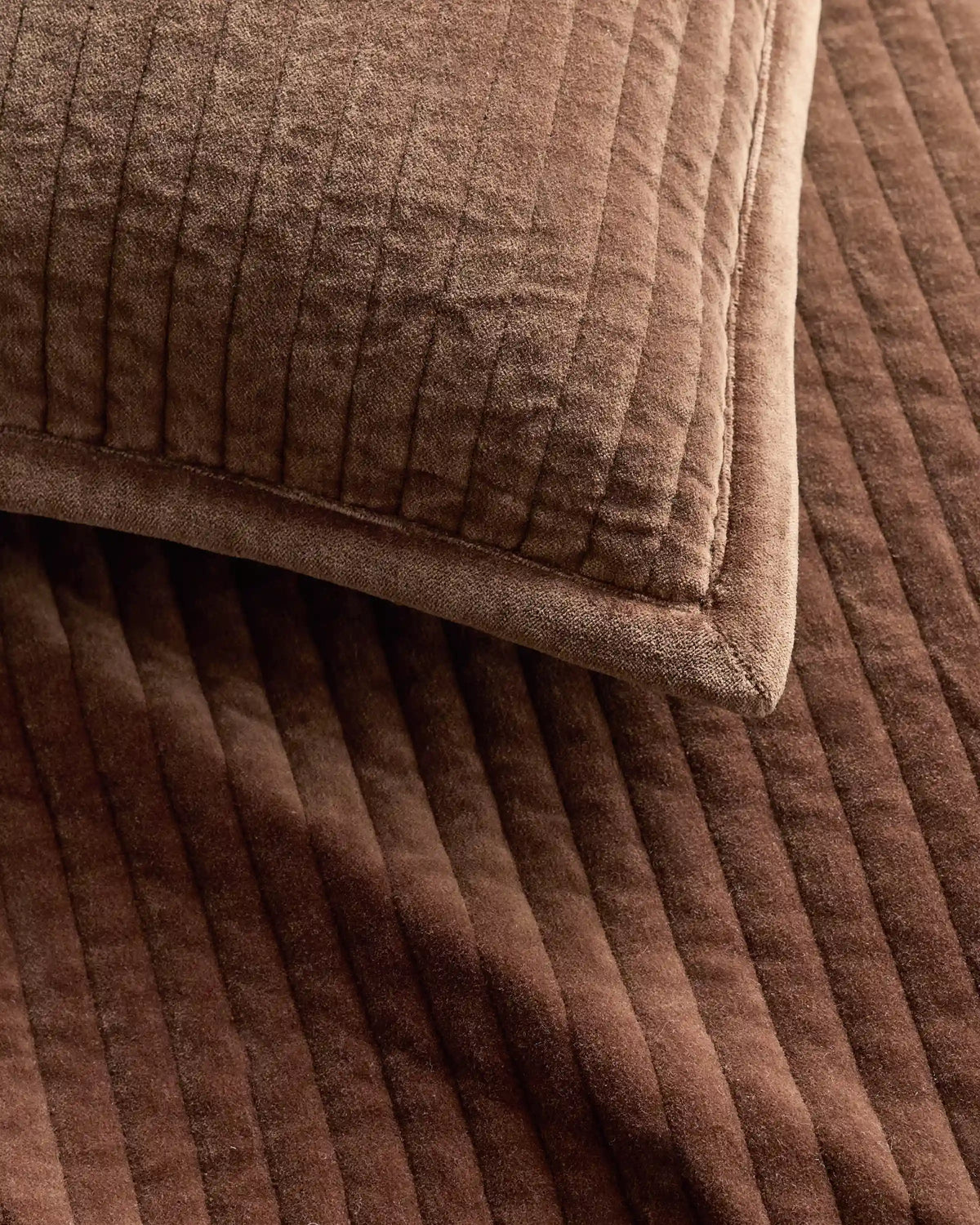 Cotton Velvet Narrow Channel Quilted Sham Set