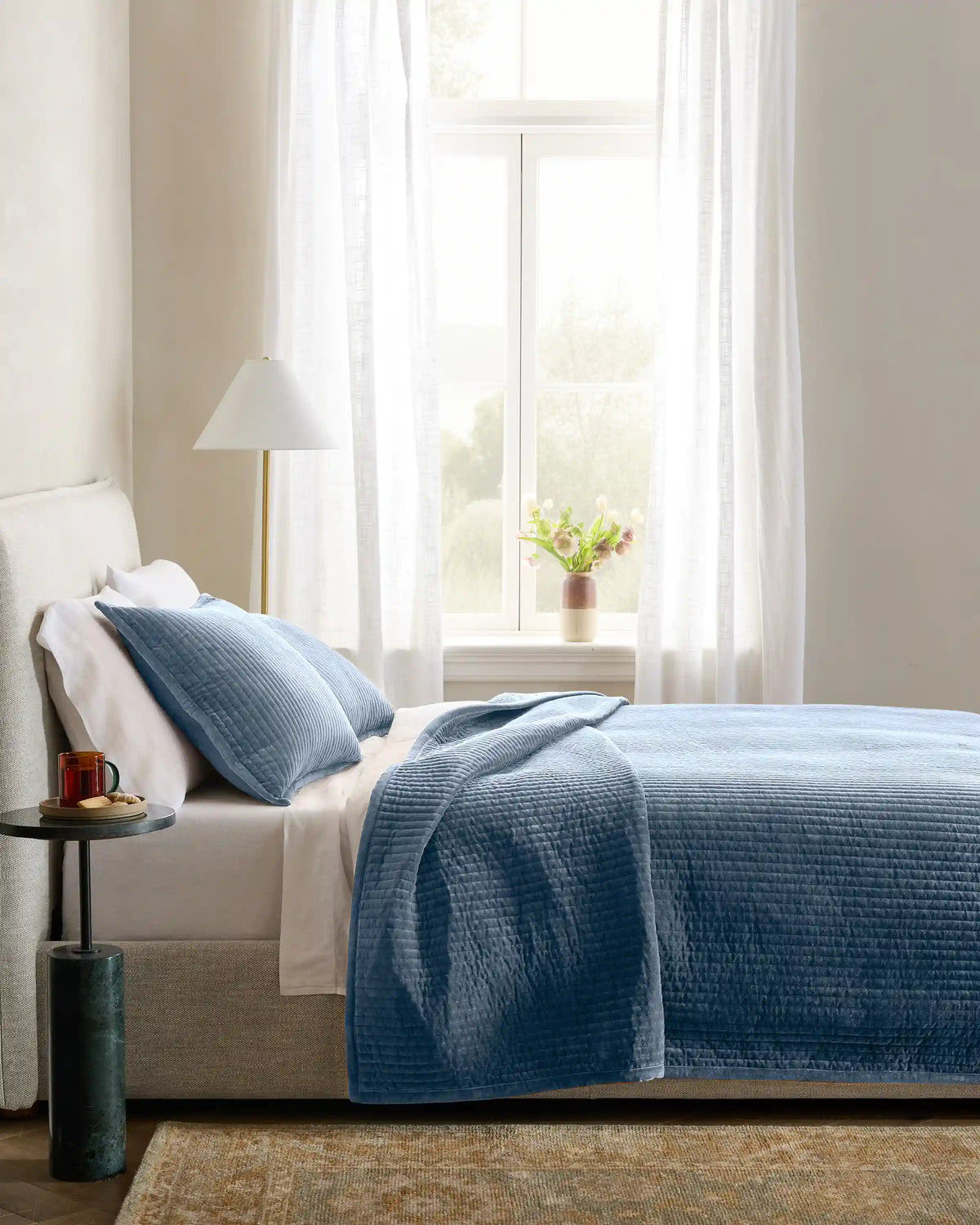 Cotton Velvet Vertical Channel Quilt Set