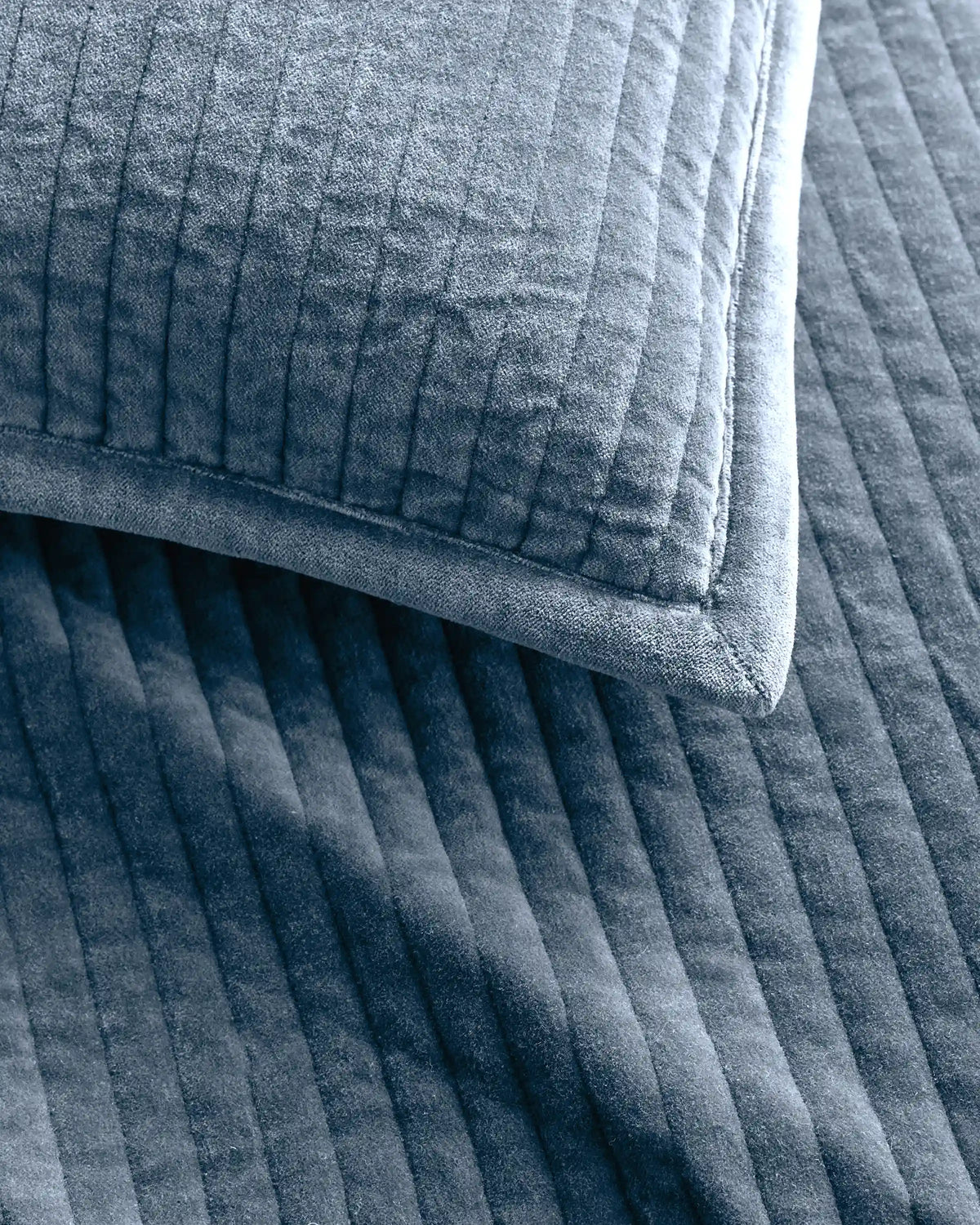 Cotton Velvet Narrow Channel Quilted Sham Set