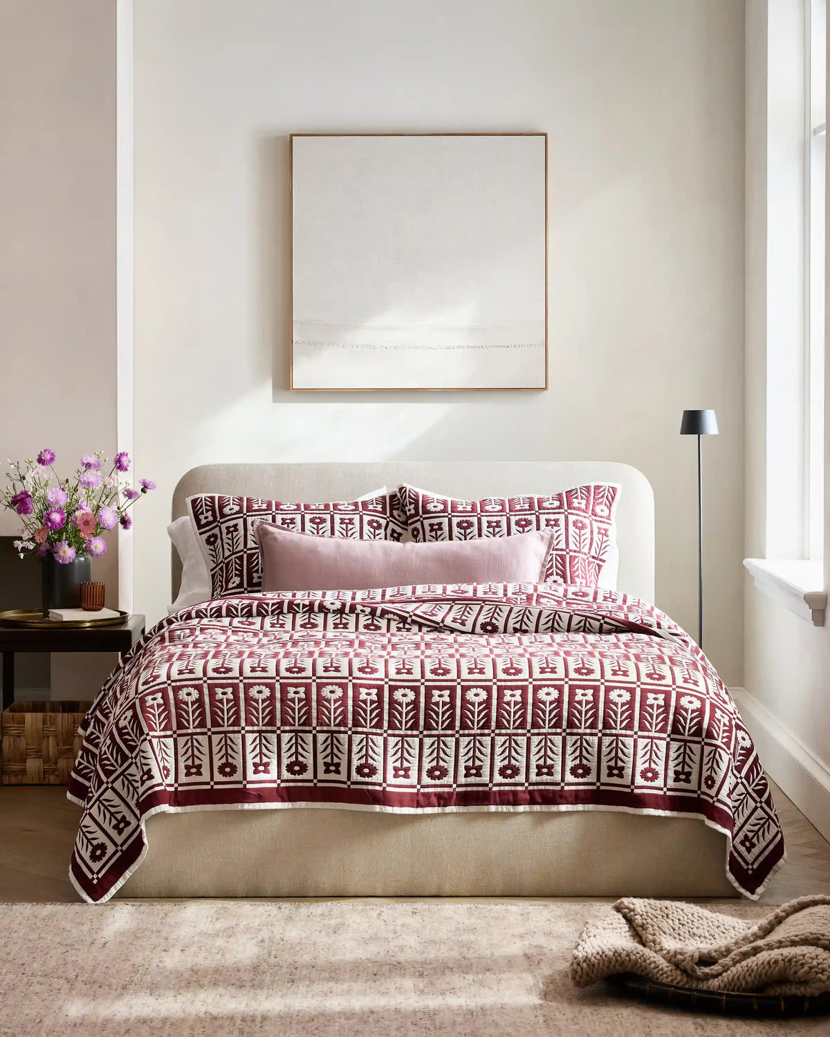 Organic Cotton Jacquard Floral Coverlet Set