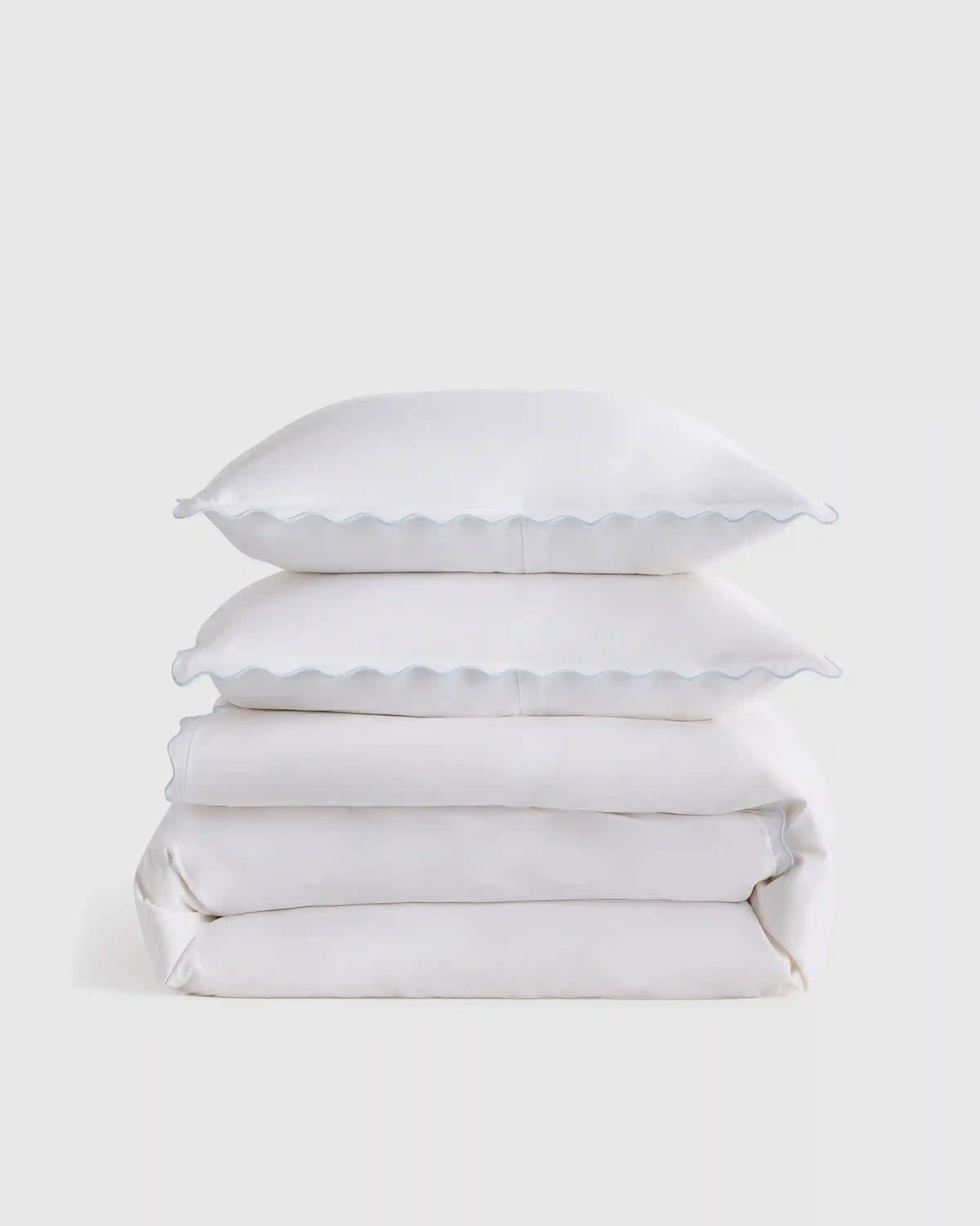 Organic Crisp Percale Scallop Duvet Cover Set