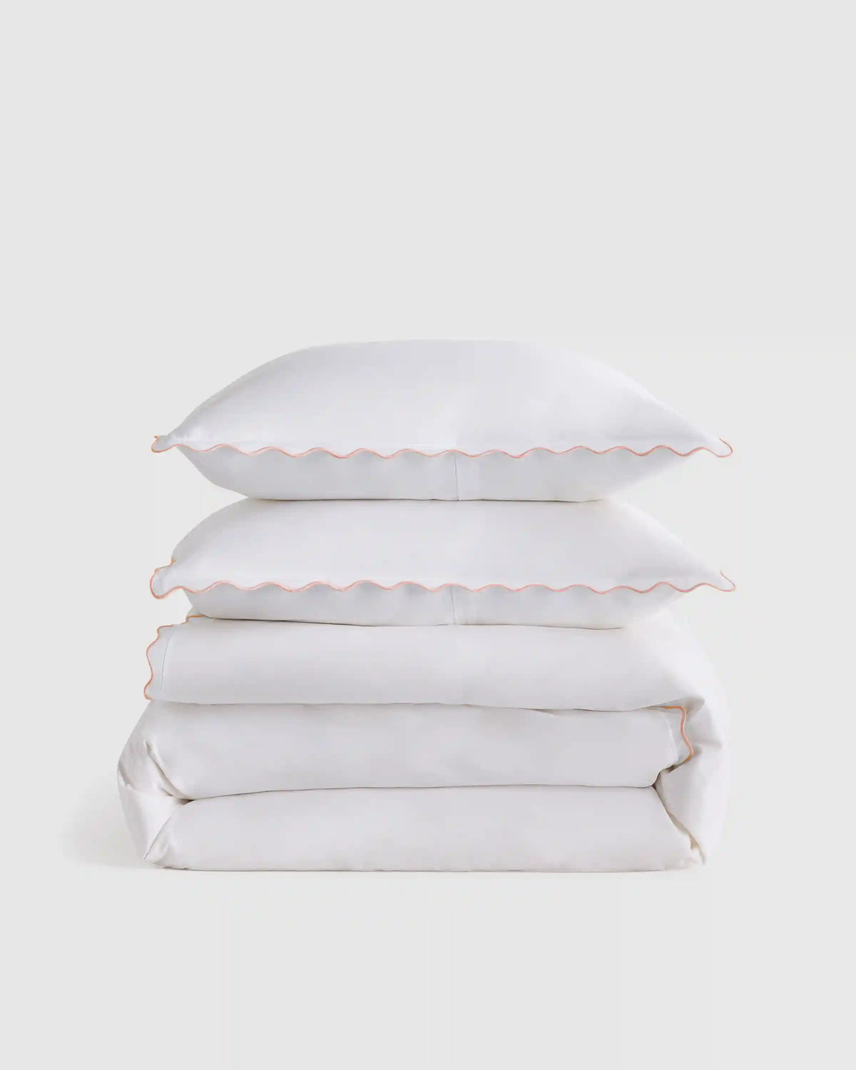 Organic Crisp Percale Scallop Duvet Cover Set