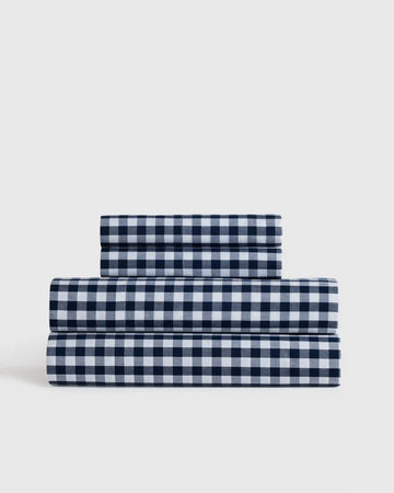 Organic Crisp Percale Gingham Sheet Set