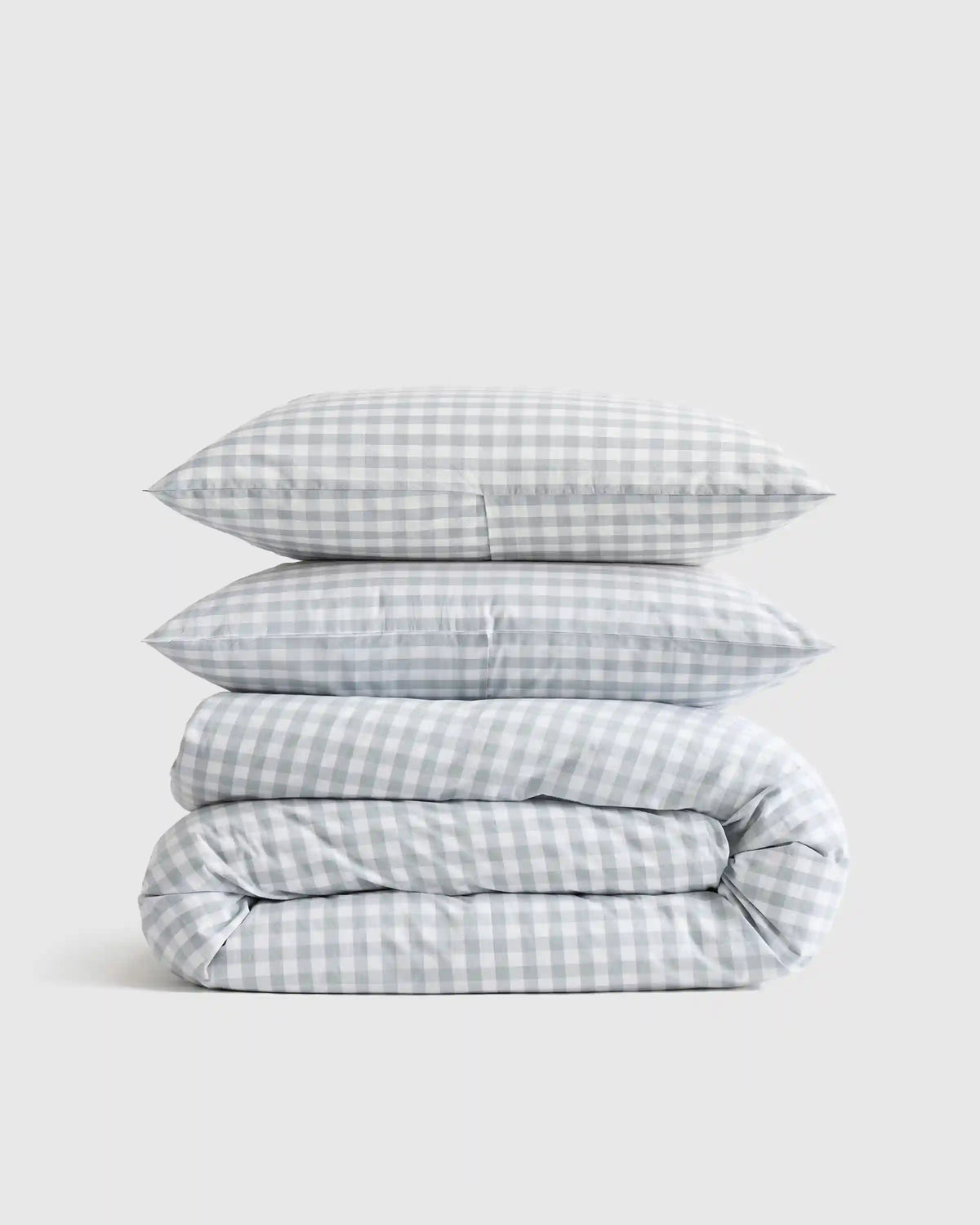 Organic Crisp Percale Gingham Duvet Cover Set
