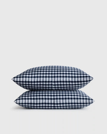 Organic Crisp Percale Gingham Sham Set