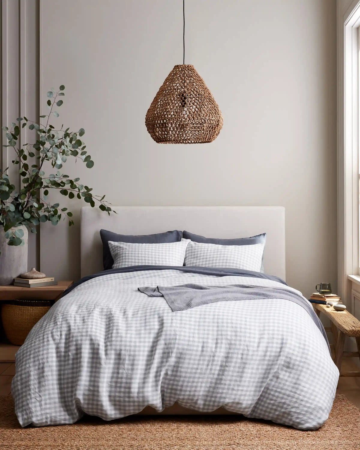 European Linen Gingham Duvet Cover Set