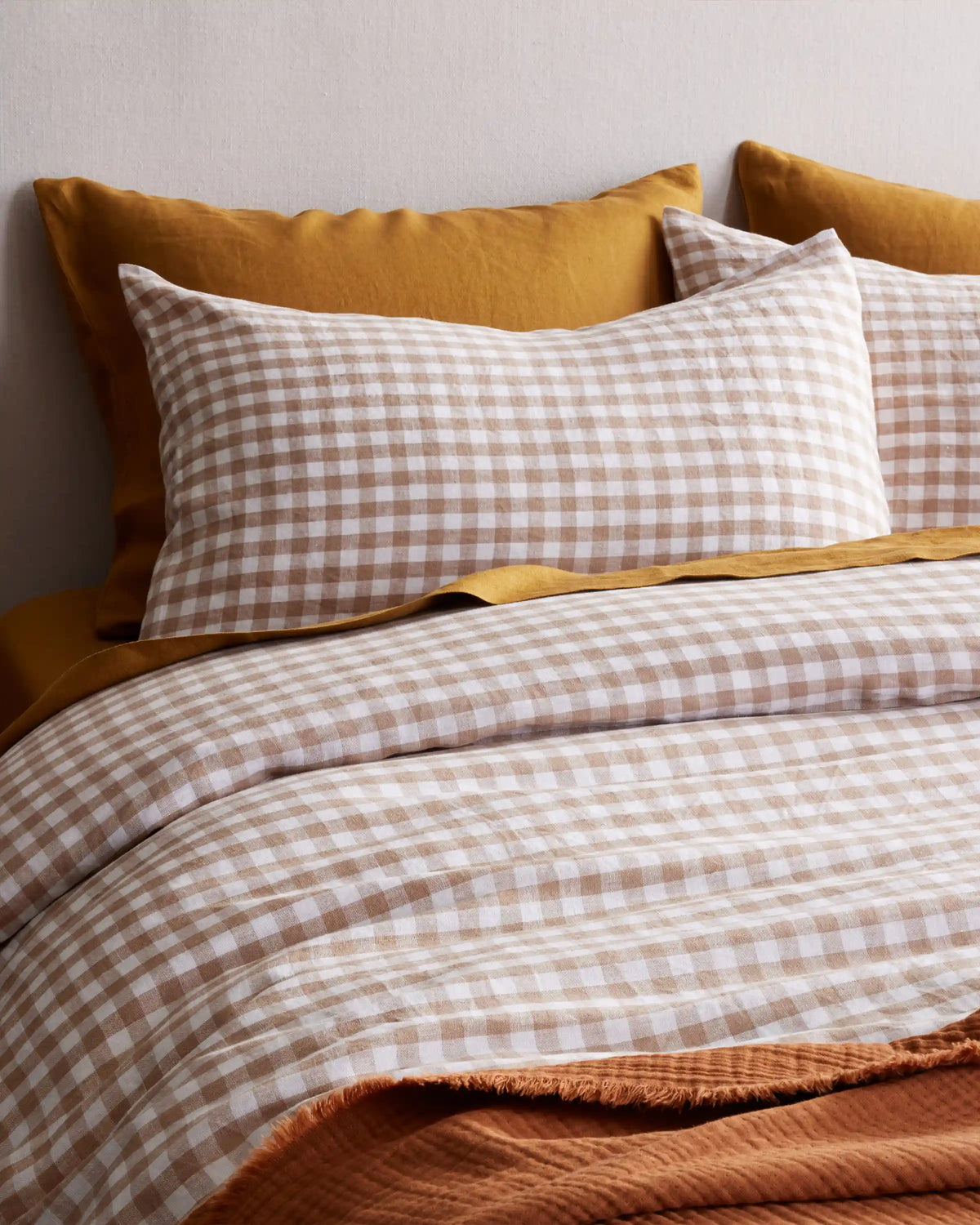 European Linen Gingham Sham Set