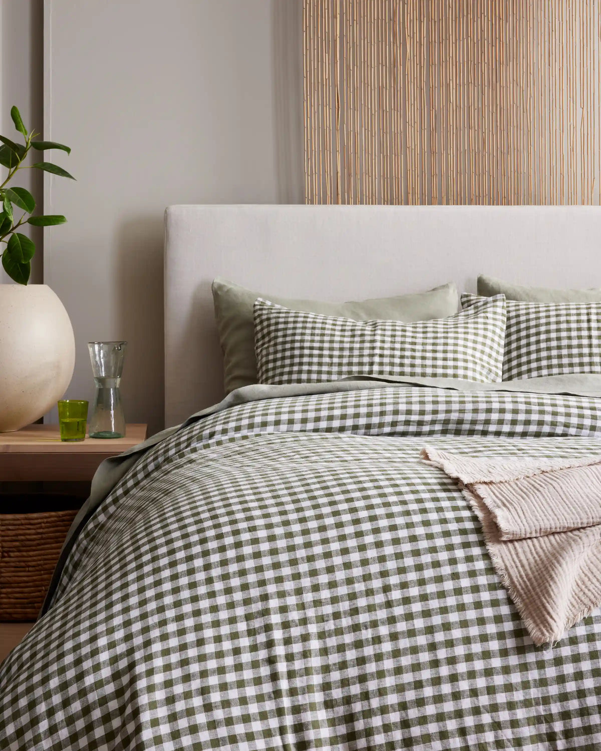 European Linen Gingham Duvet Cover Set