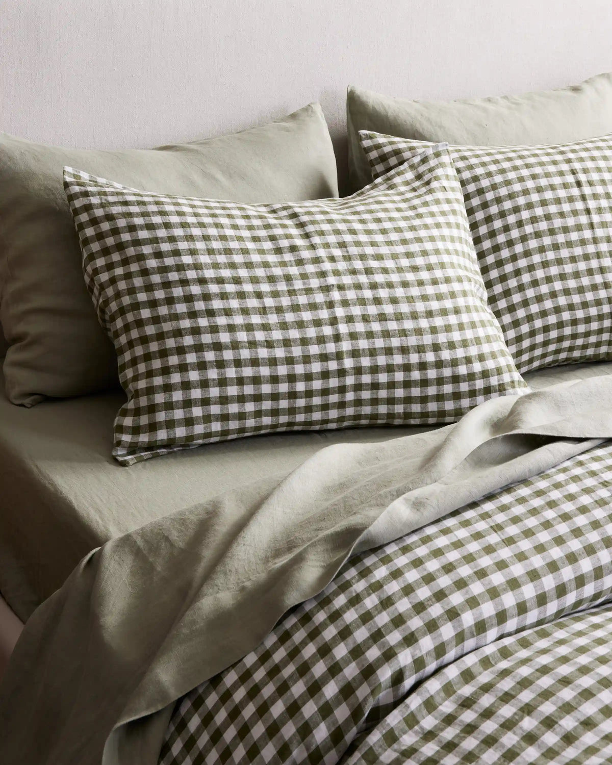European Linen Gingham Sham Set