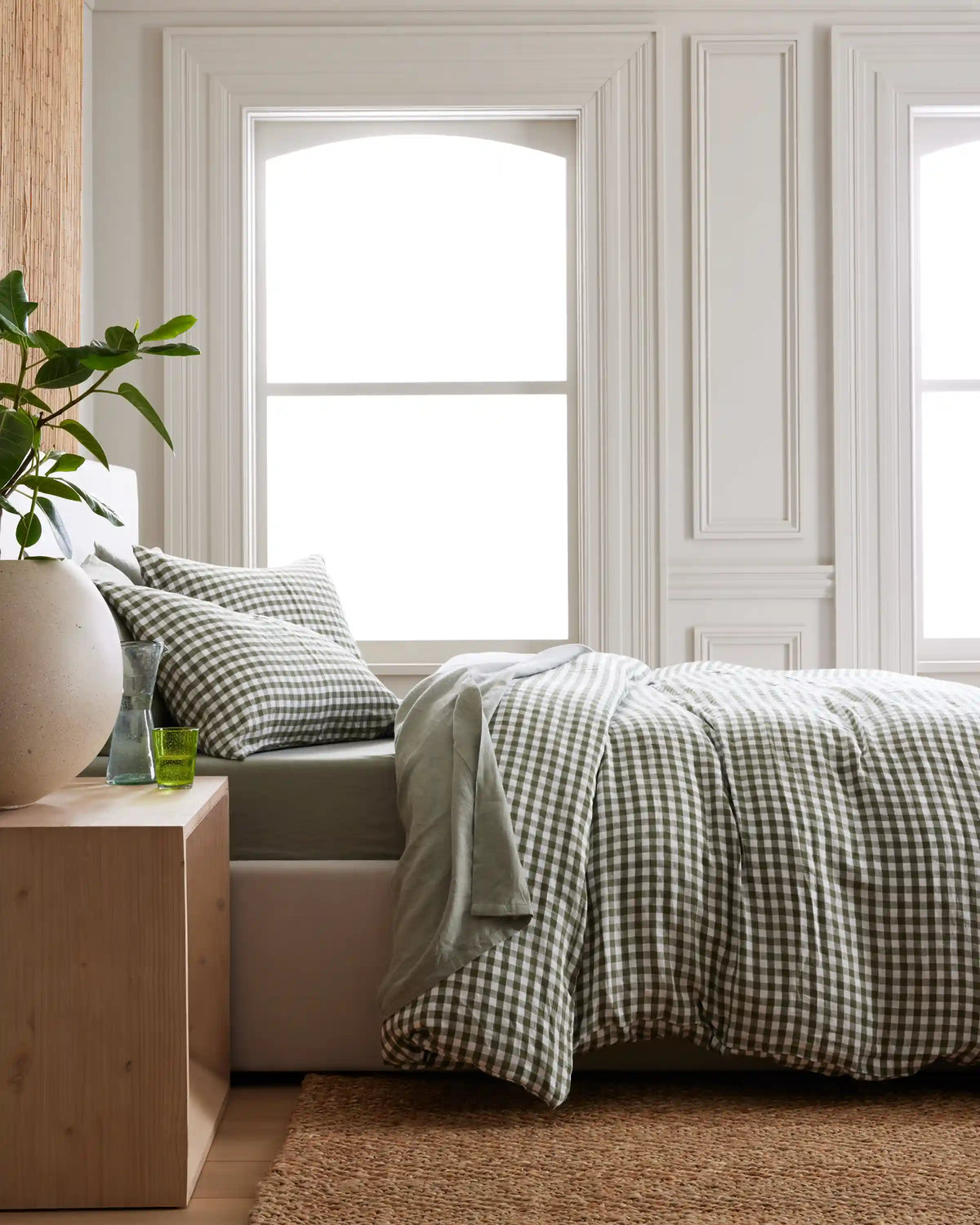 European Linen Gingham Duvet Cover Set