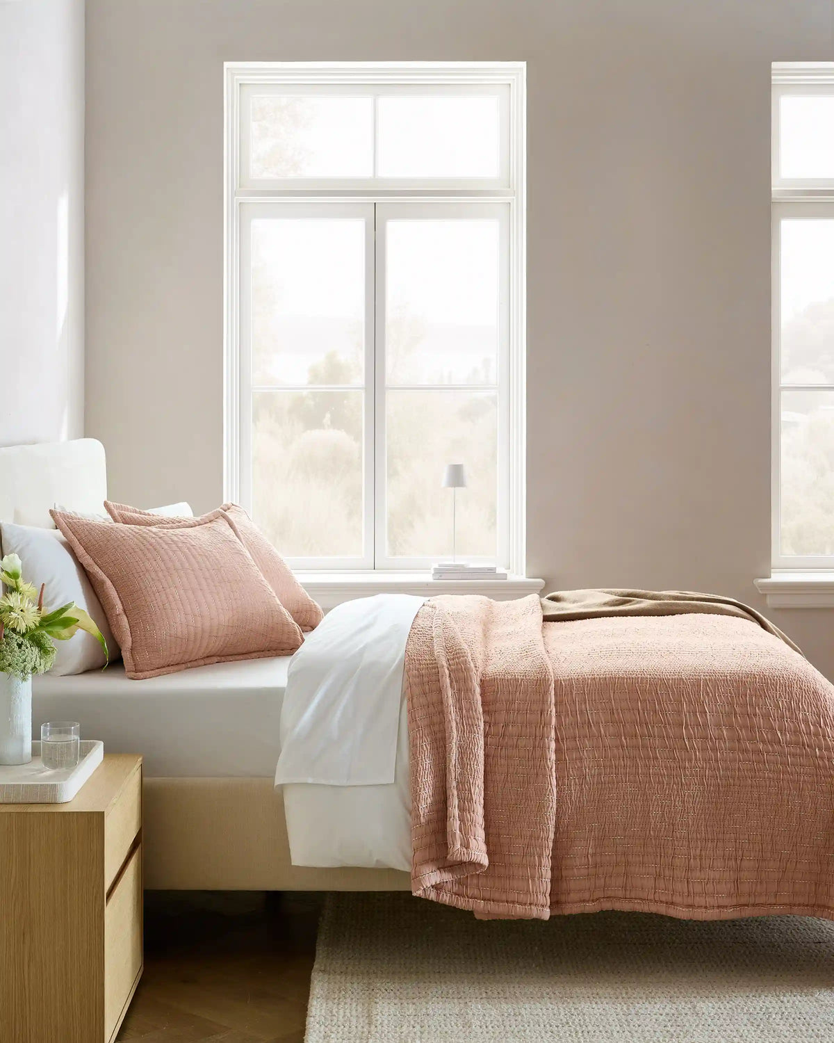 Organic Cotton Channel Stitch Coverlet Set