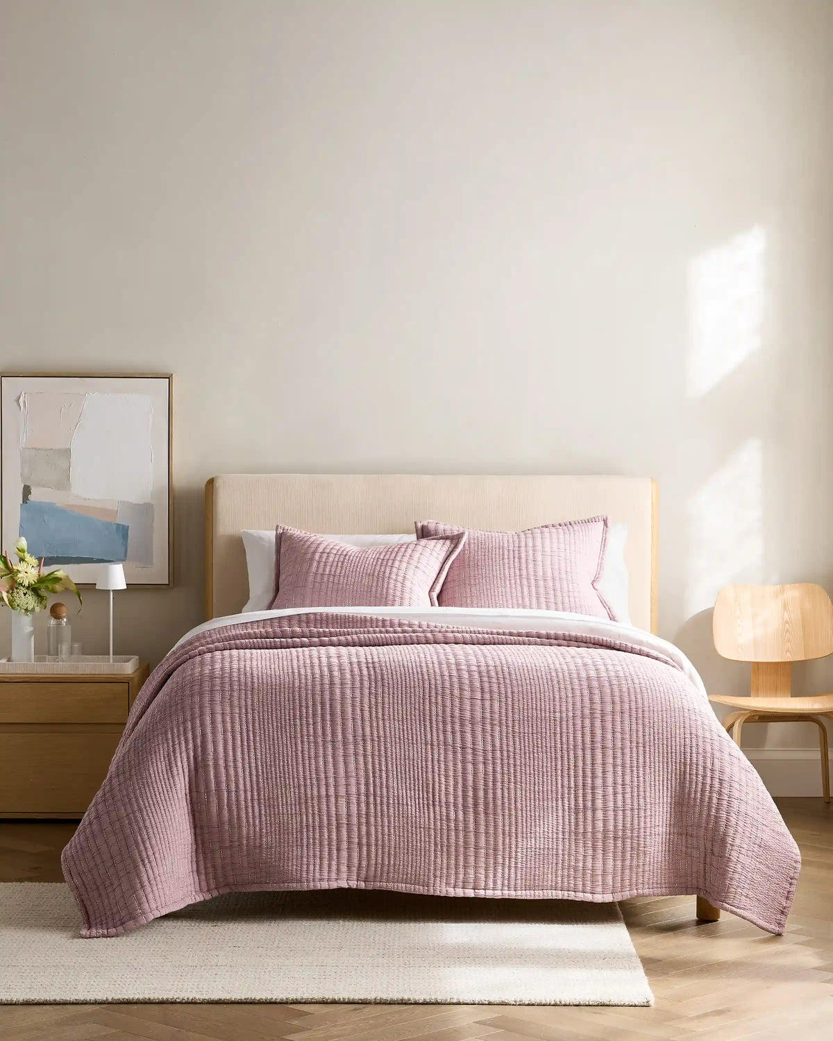 Organic Cotton Channel Stitch Coverlet Set