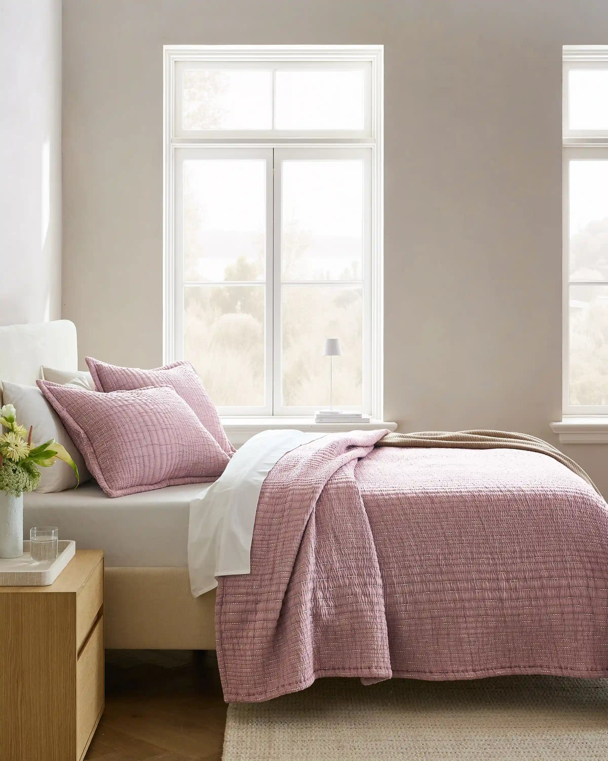 Organic Cotton Channel Stitch Coverlet Set