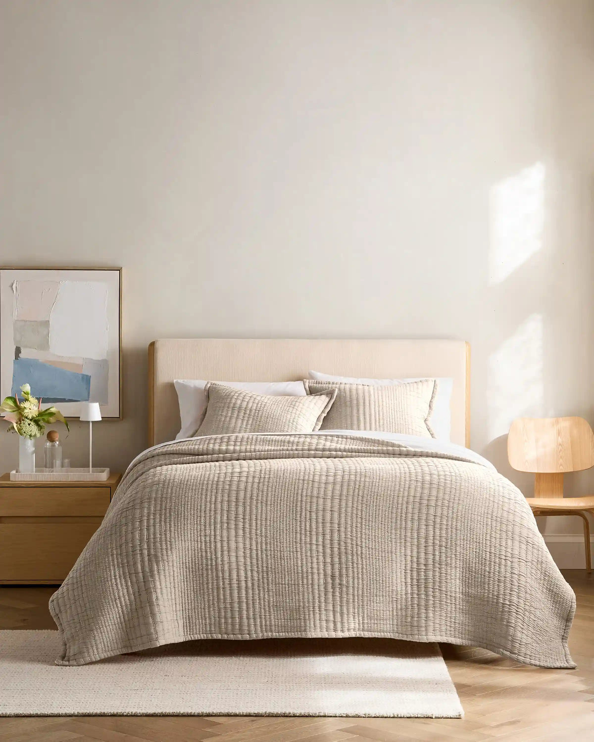 Organic Cotton Channel Stitch Coverlet Set