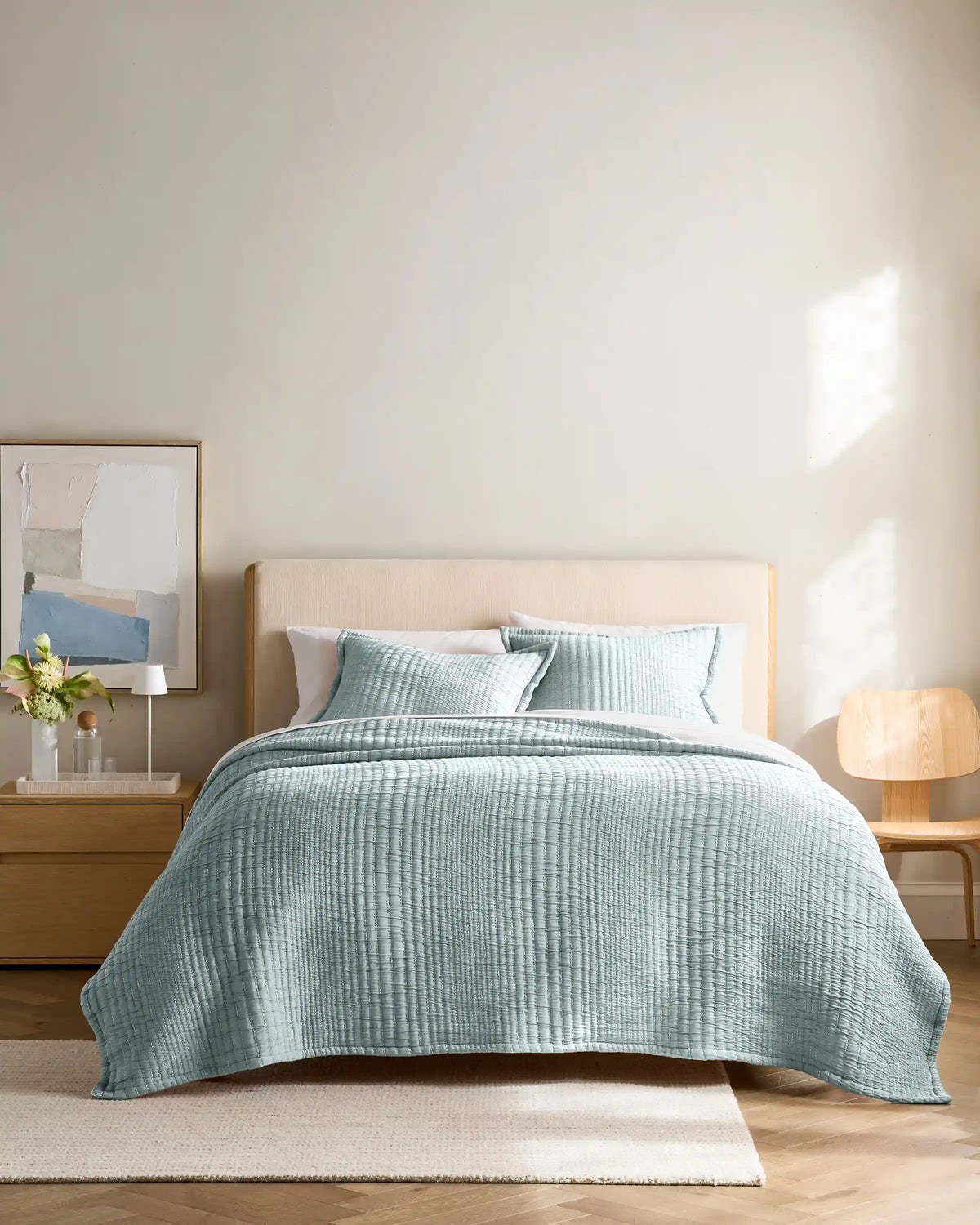 Organic Cotton Channel Stitch Coverlet Set