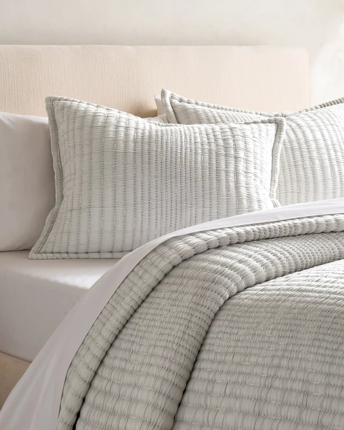 Organic Cotton Channel Stitch Coverlet Set