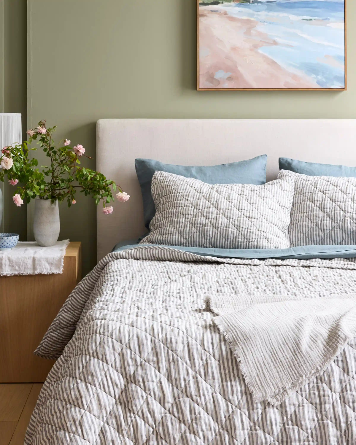 European Linen Stripe Quilt